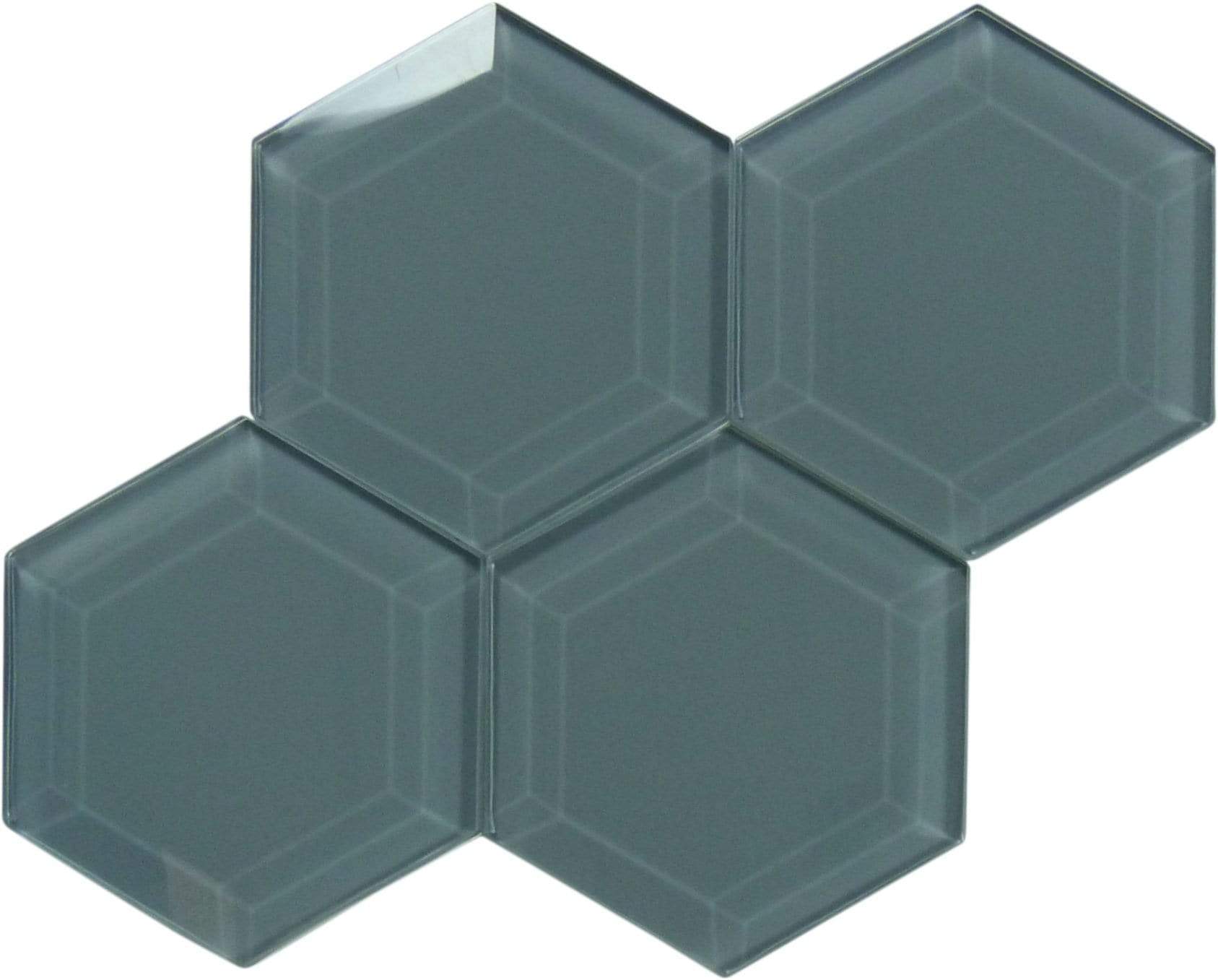 Glazed Granite 4" Beveled Hexagon Glossy Glass Tile Euro Glass