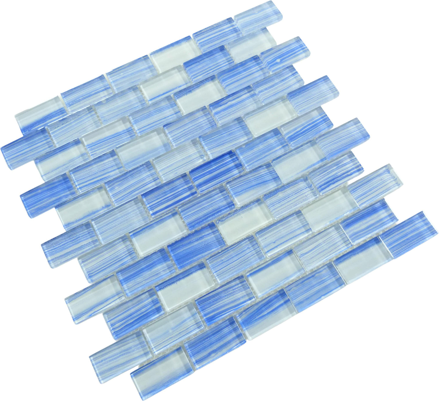 Genesis Blizzard Morn Blue 1x2 Glossy Glass Tile Euro Glass