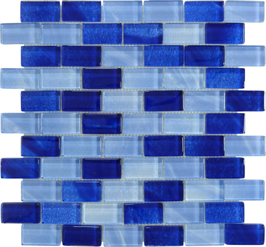 Genesis Chetwode Blue 1x2 Glossy Glass Tile Euro Glass