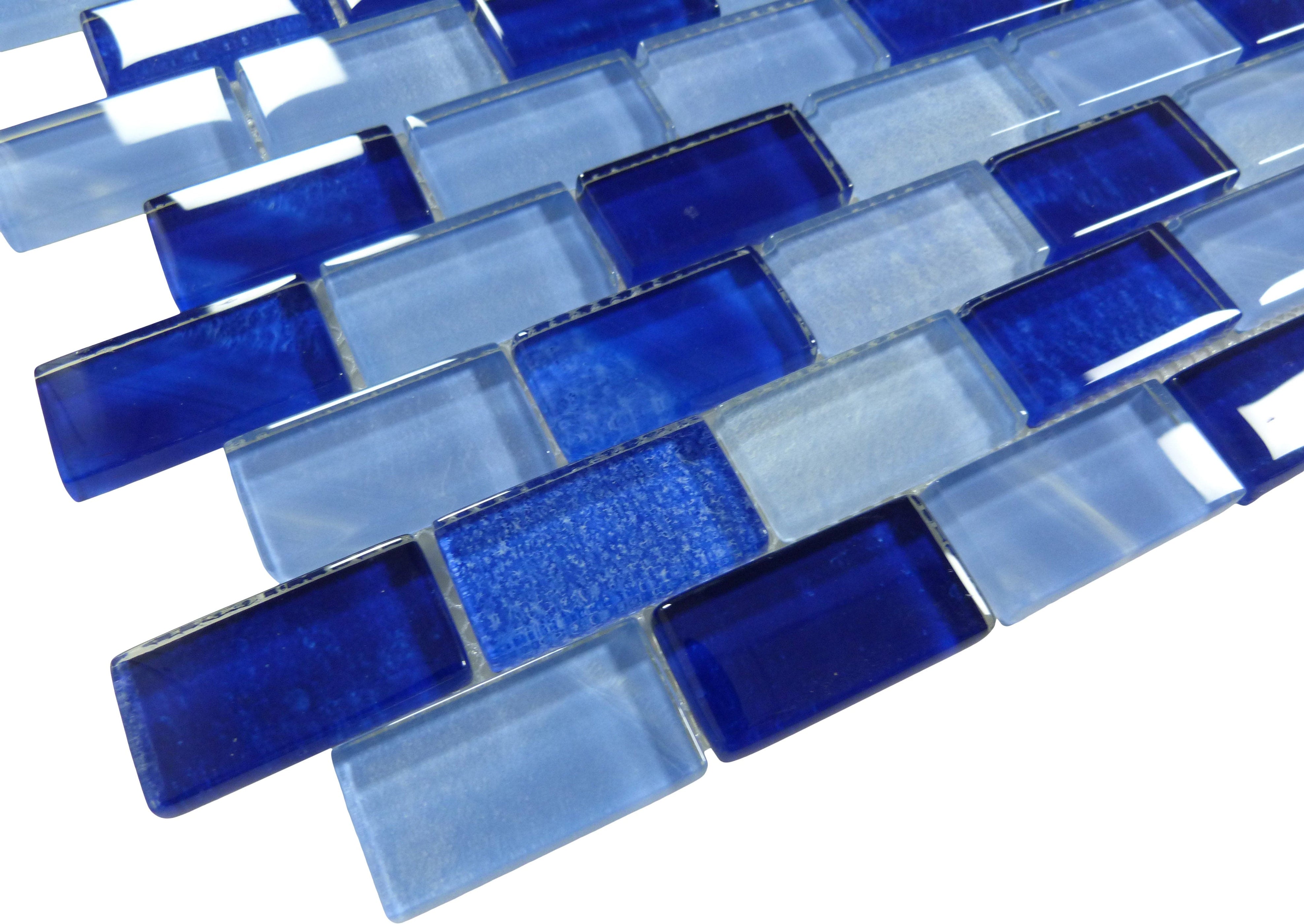 Glazzio Genesis Chetwode Blue 1x2 Glossy Glass Tile GES5105