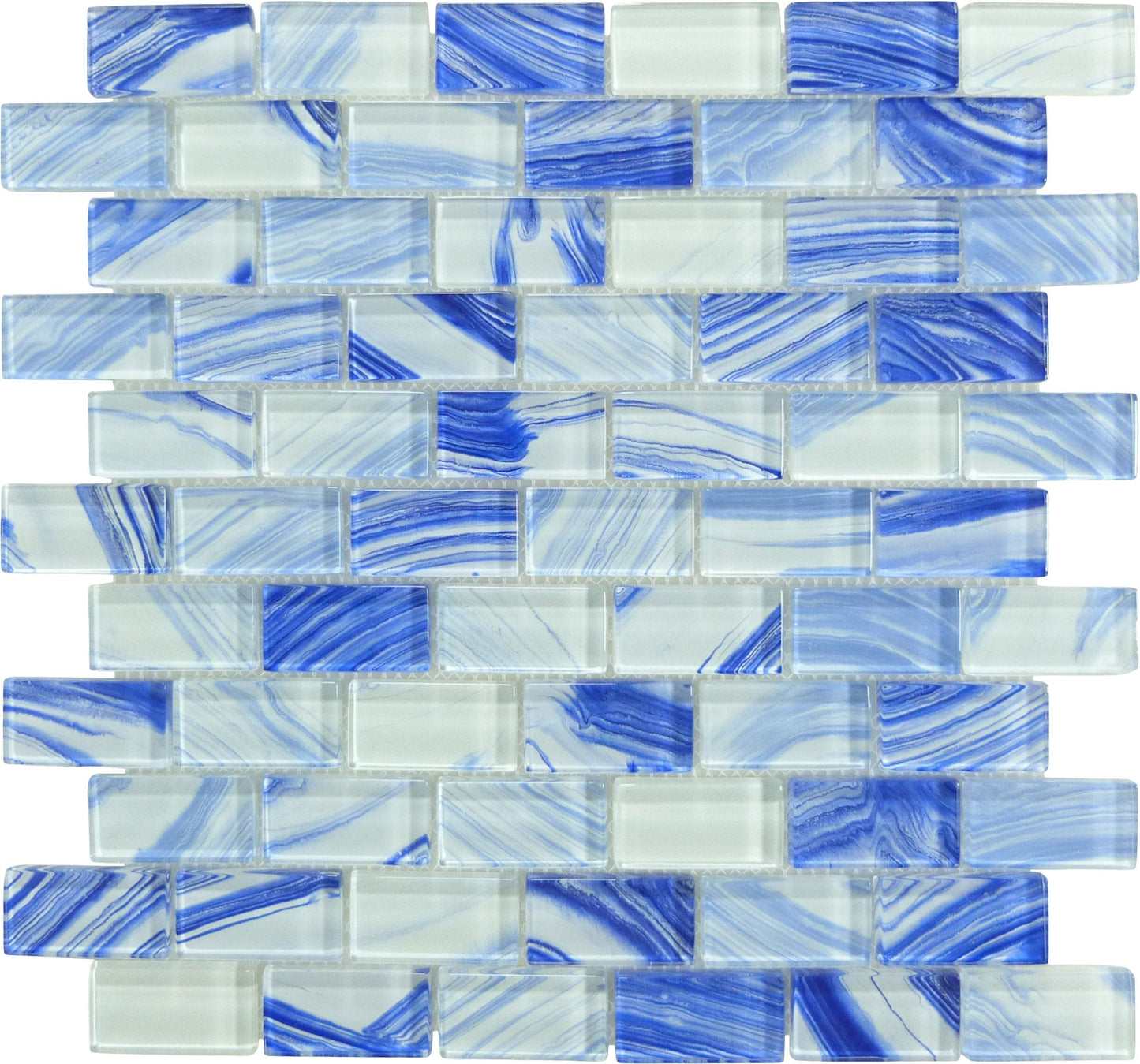 Genesis Jordy Cyan Blue 1x2 Glossy Glass Tile Euro Glass