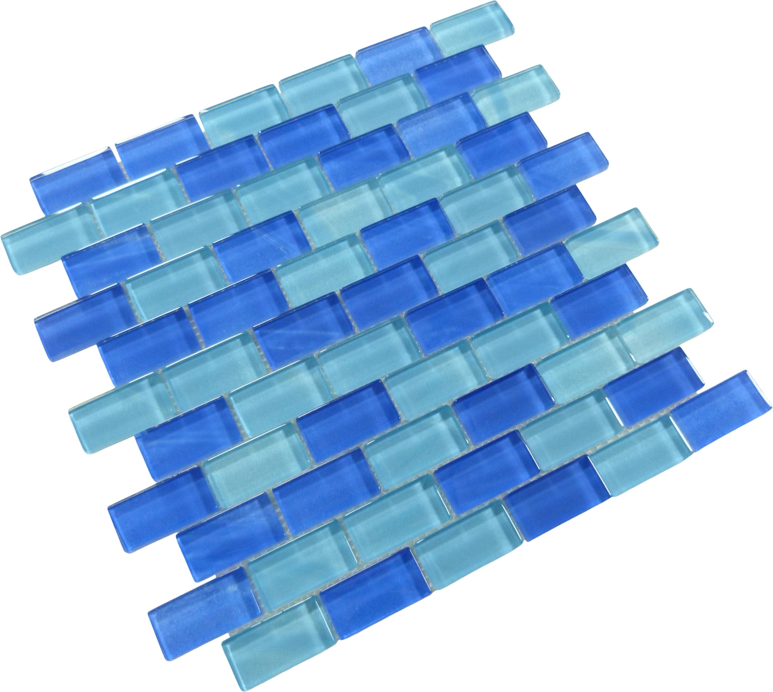Glazzio Genesis Peri Sea Blue 1x2 Glossy Glass Tile GES5104
