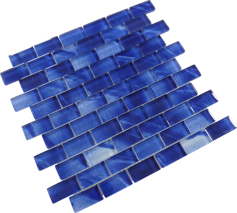 Genesis Smalt Royale Blue 1x2 Glossy Glass Tile Euro Glass