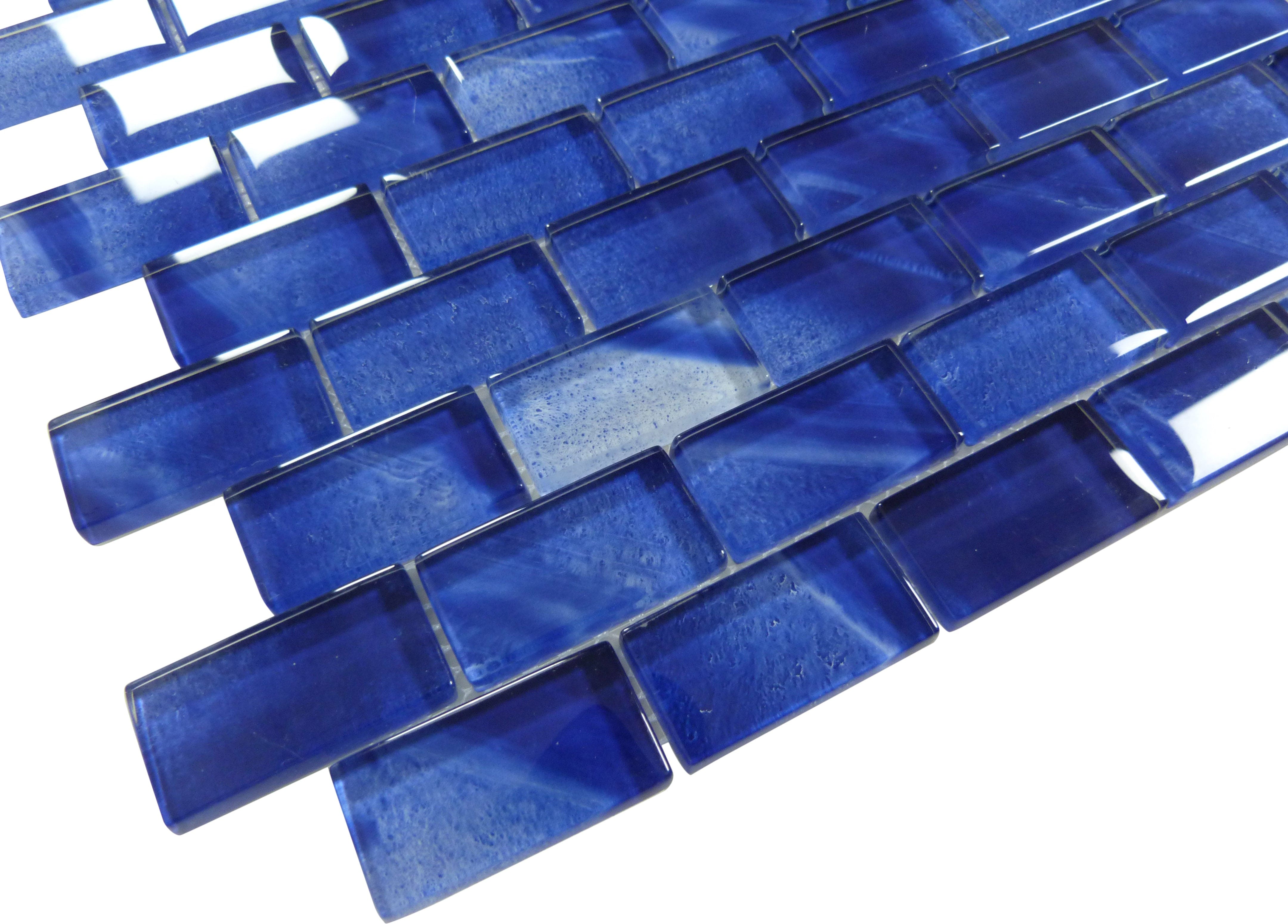 Genesis Smalt Royale Blue 1x2 Glossy Glass Tile Euro Glass