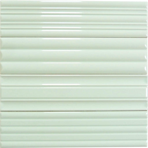 In Collection Lines Mint Green Decorative Mix 3" x 12" Glossy Ceramic Subway Tile Euro Glass