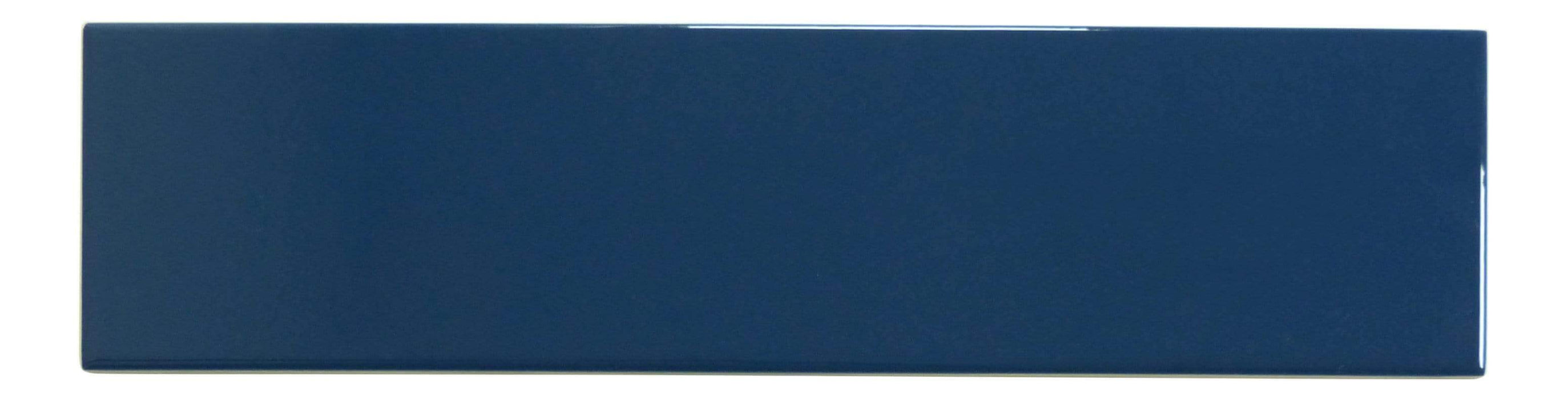 In Collection Plain Blue 3" x 12" Glossy Ceramic Subway Tile Euro Glass
