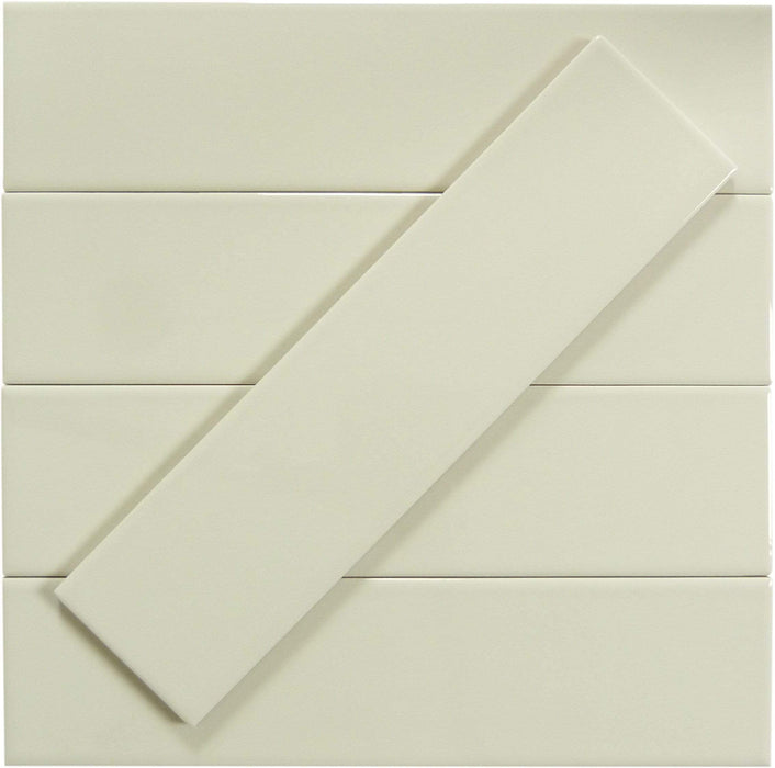 In Collection Plain Cream 3" x 12" Glossy Ceramic Subway Tile Euro Glass