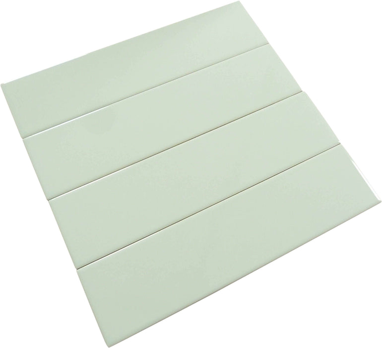 In Collection Plain Mint Green 3" x 12" Glossy Ceramic Subway Tile Euro Glass