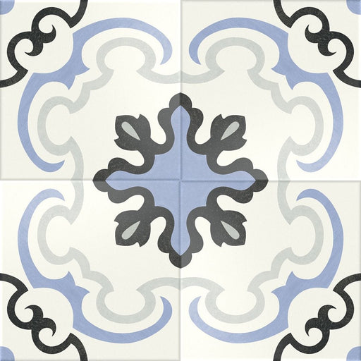 Florencial Graceful Tino Blue 8x8 Matte Porcelain Tile Euro Glass