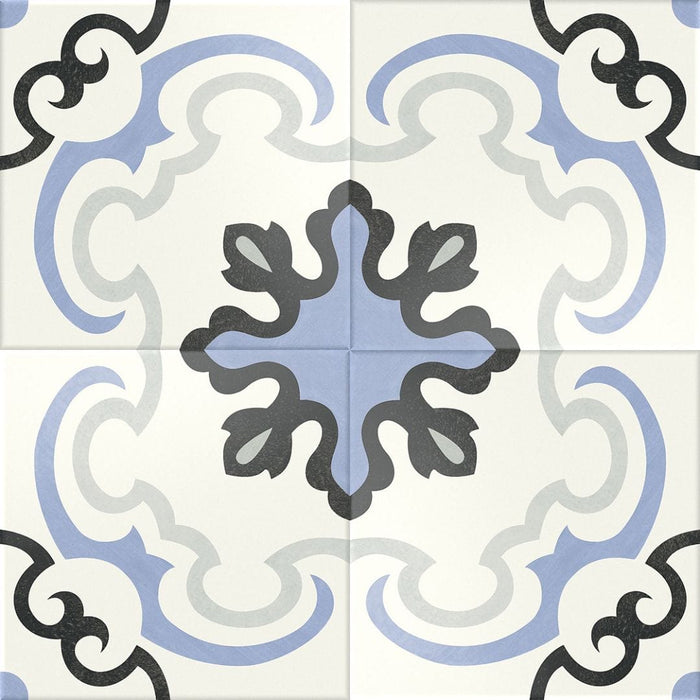 Florencial Graceful Tino Blue 8x8 Matte Porcelain Tile Euro Glass