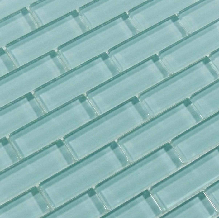 Soft Mint Green 1'' x 3'' Glossy Glass Tile Euro Glass