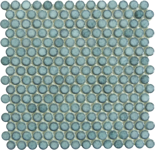Greenwich Historic Grand Blue Penny Round Recycled Glossy Glass Pool Tile Euro Glass