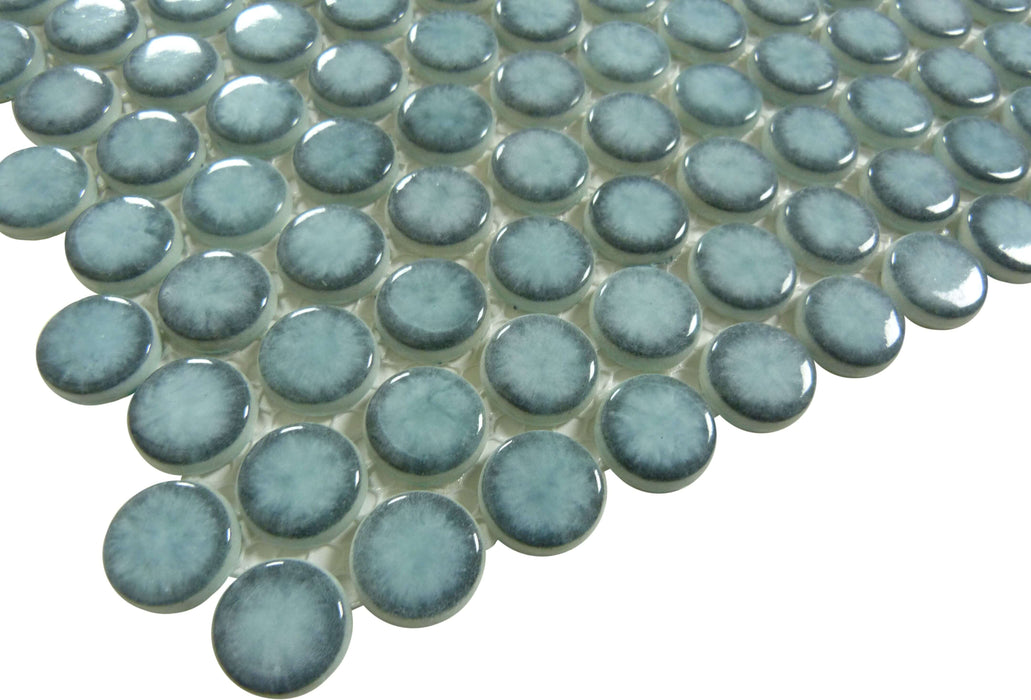 Greenwich Historic Grand Blue Penny Round Recycled Glossy Glass Pool Tile Euro Glass