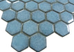 Greenwich Lafayette Blue 2" Hexagon Recycled Gloss Glass Pool Tile Euro Glass
