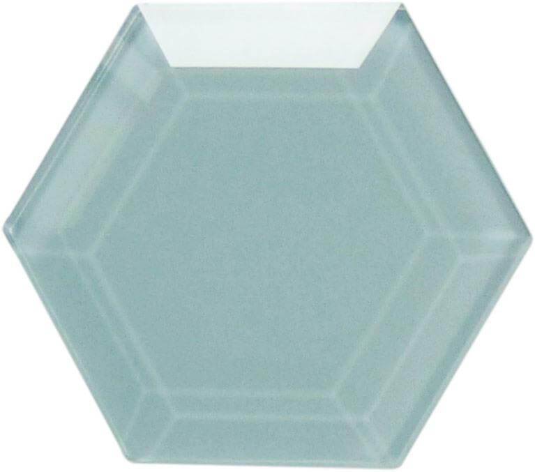 Grey Frost 4" Beveled Hexagon Glossy Glass Tile Euro Glass