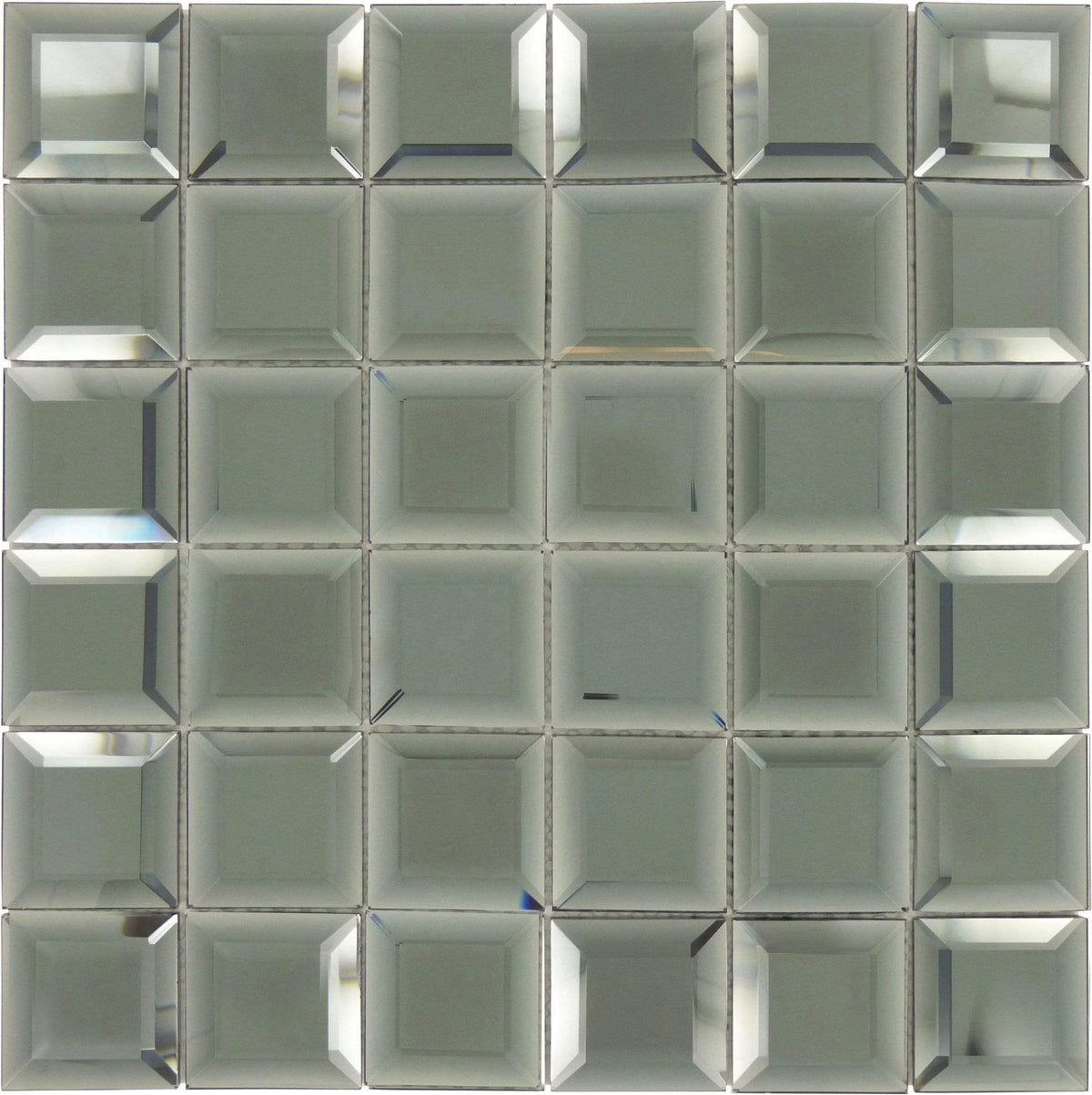 Euro Glass Spanish Pearl Silver 2 x 2 Glossy & Frosted Glass Mirror Tile: ACKR114 by Glazzio Tiles
