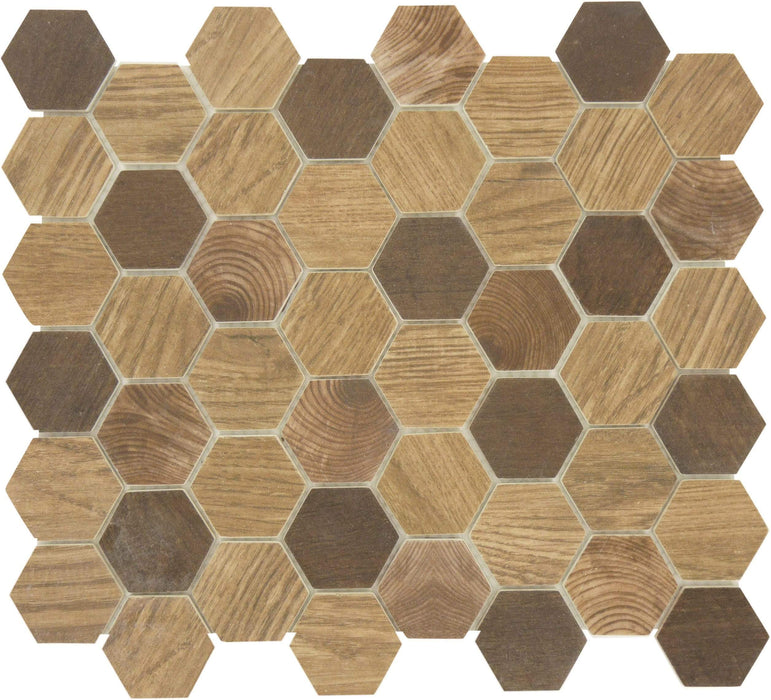 Western Redwood Brown Hexagon Recycled Matte Glass Tile Euro Glass