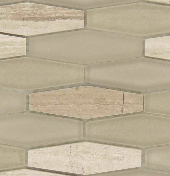 Moon Dust Hexagon Grey Glossy & Frosted Glass and Stone Tile Euro Glass