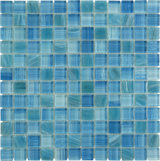 Inkline Foray Frost Blue 1" x 1" Glossy Glass Tile Euro Glass