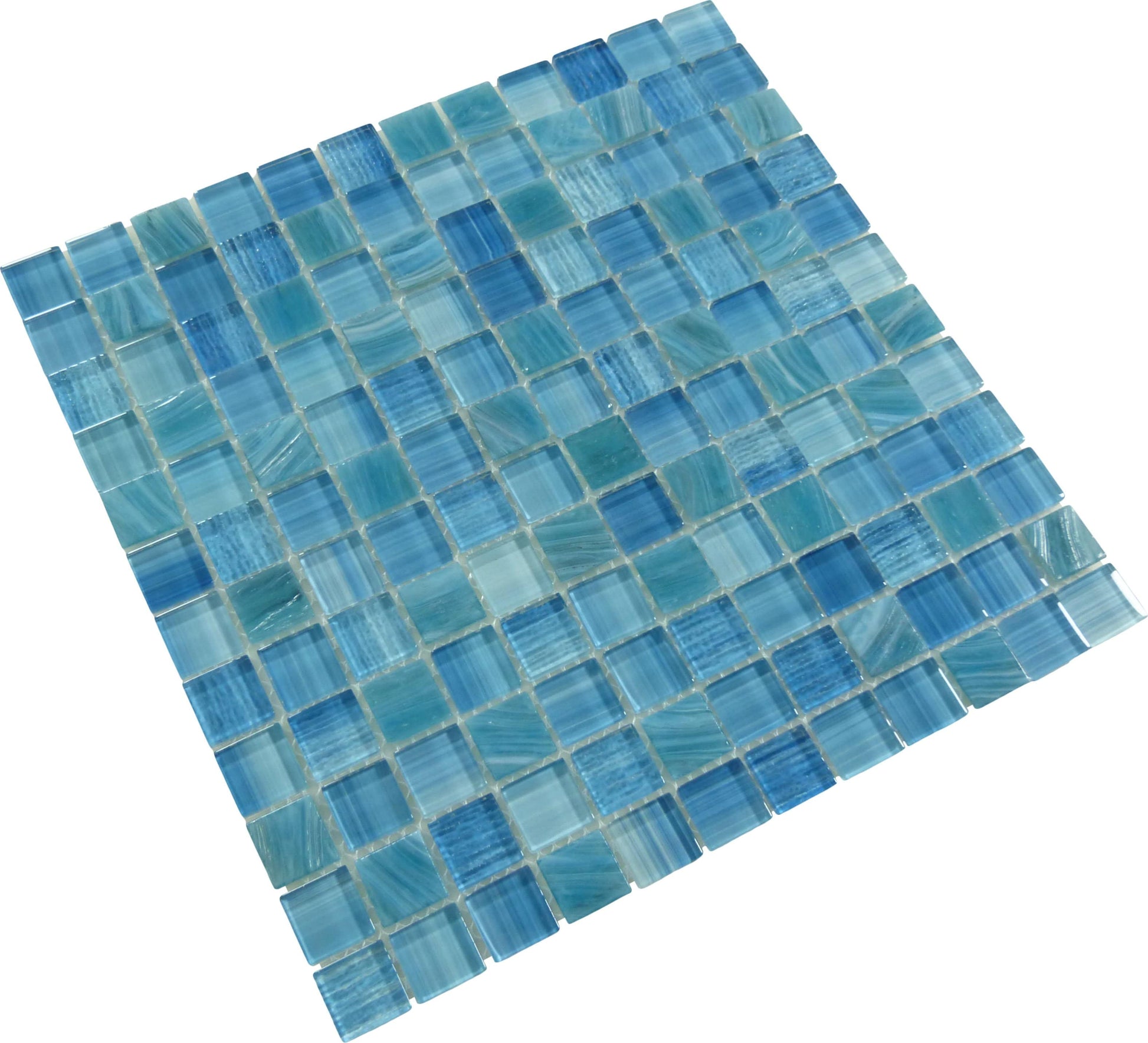 Inkline Foray Frost Blue 1" x 1" Glossy Glass Tile Euro Glass