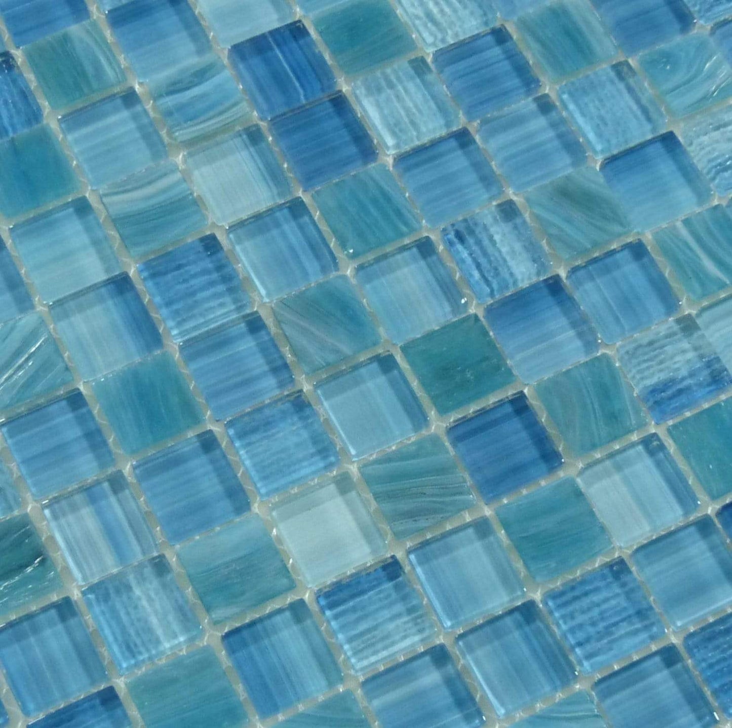 Inkline Foray Frost Blue 1" x 1" Glossy Glass Tile Euro Glass