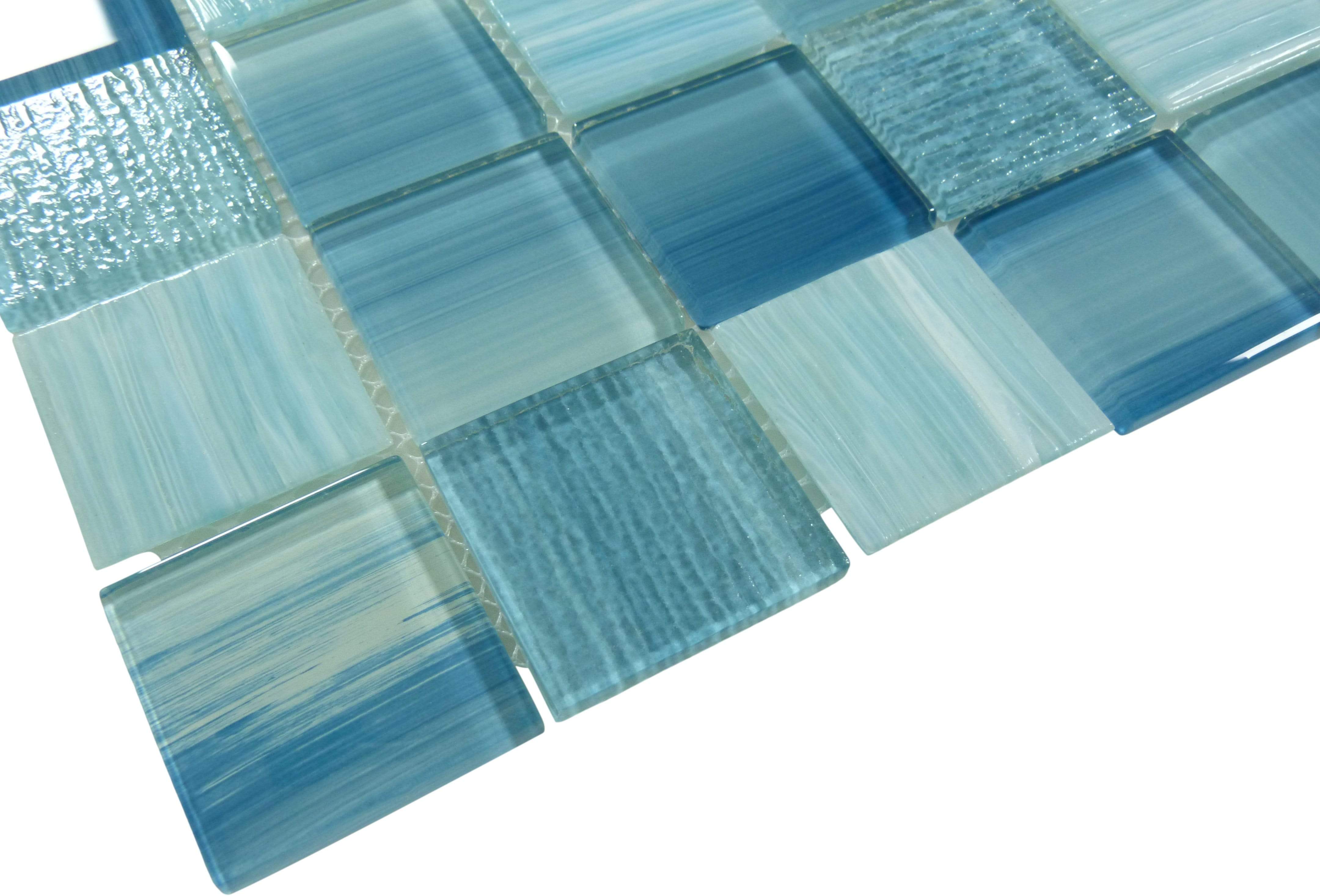 Inkline Foray Frost Blue 2" x 2" Glossy Glass Tile Euro Glass