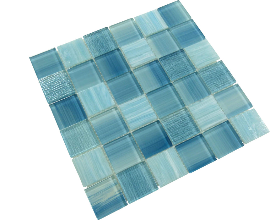 Inkline Foray Frost Blue 2" x 2" Glossy Glass Tile Euro Glass