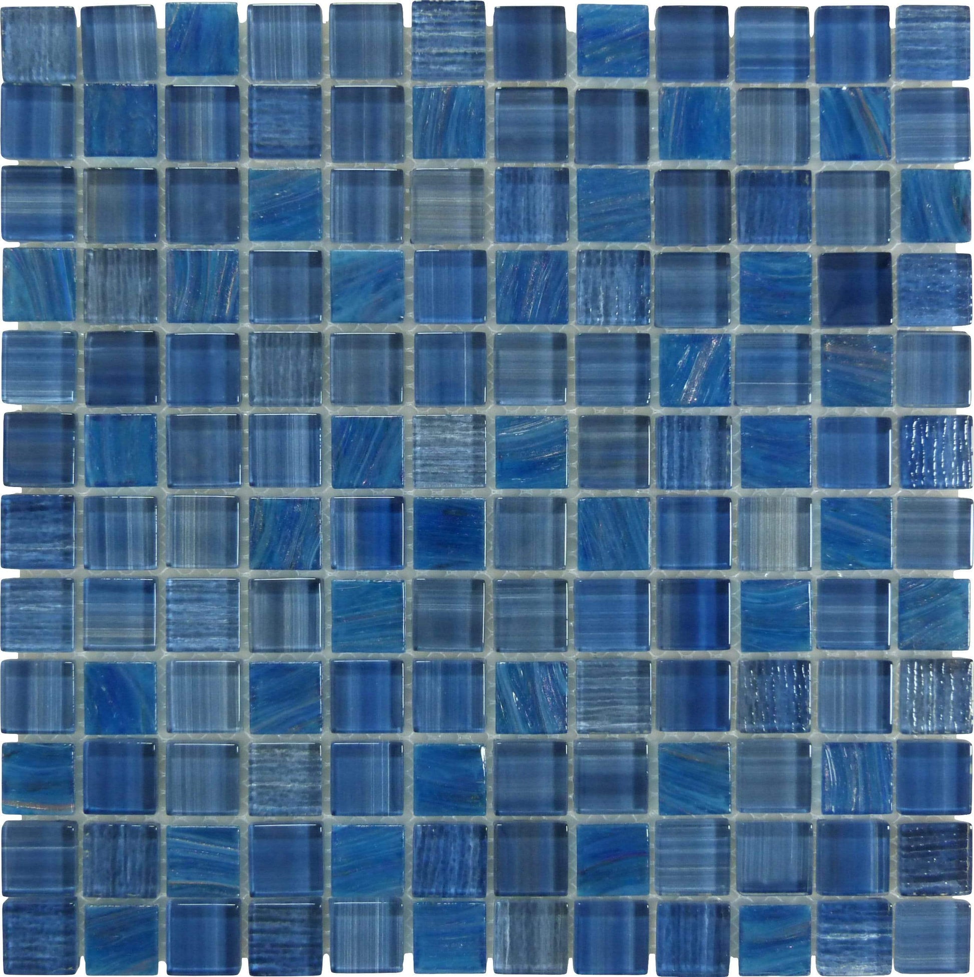 Inkline Parkers Point Blue 1" x 1" Glossy Glass Tile Euro Glass