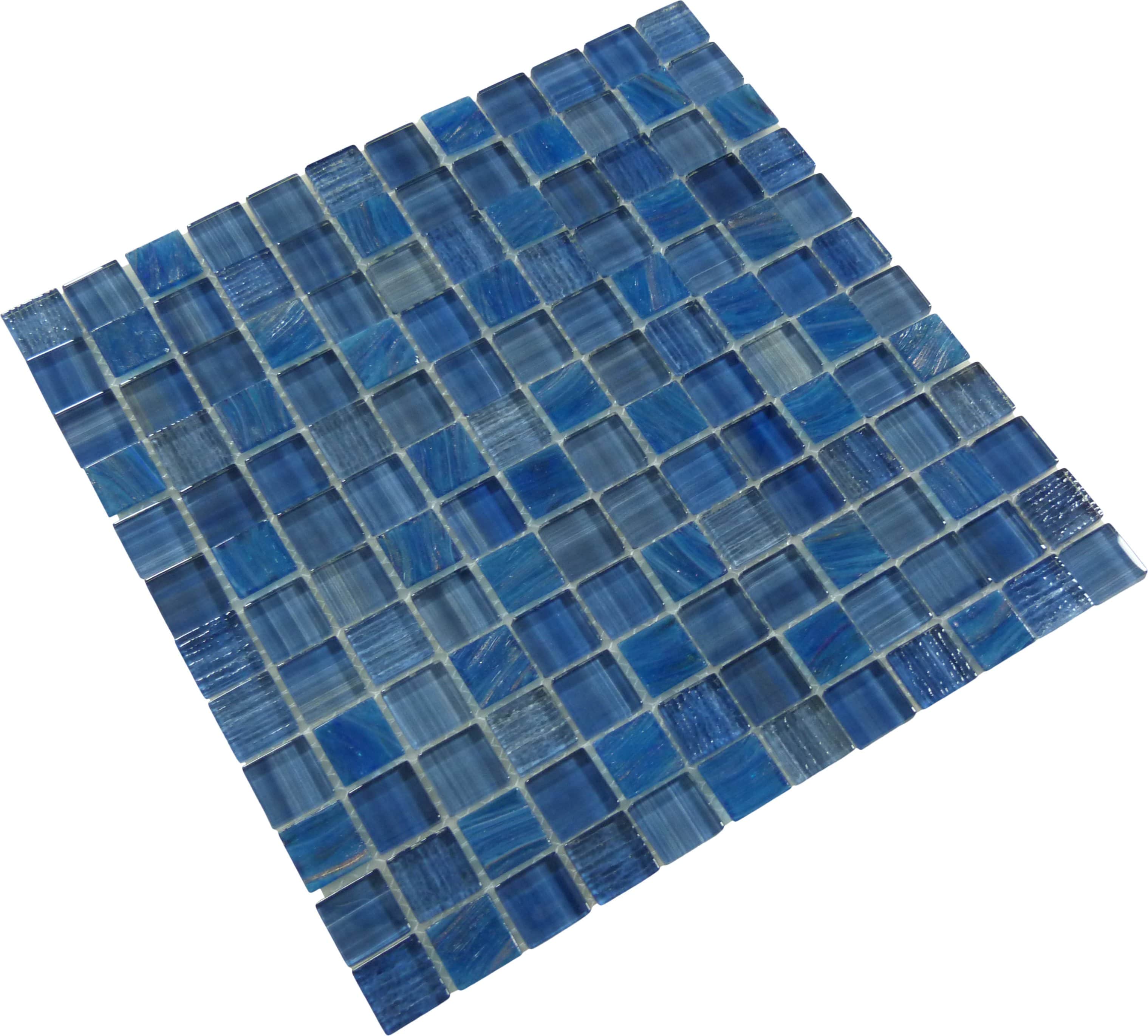 Inkline Parkers Point Blue 1" x 1" Glossy Glass Tile Euro Glass