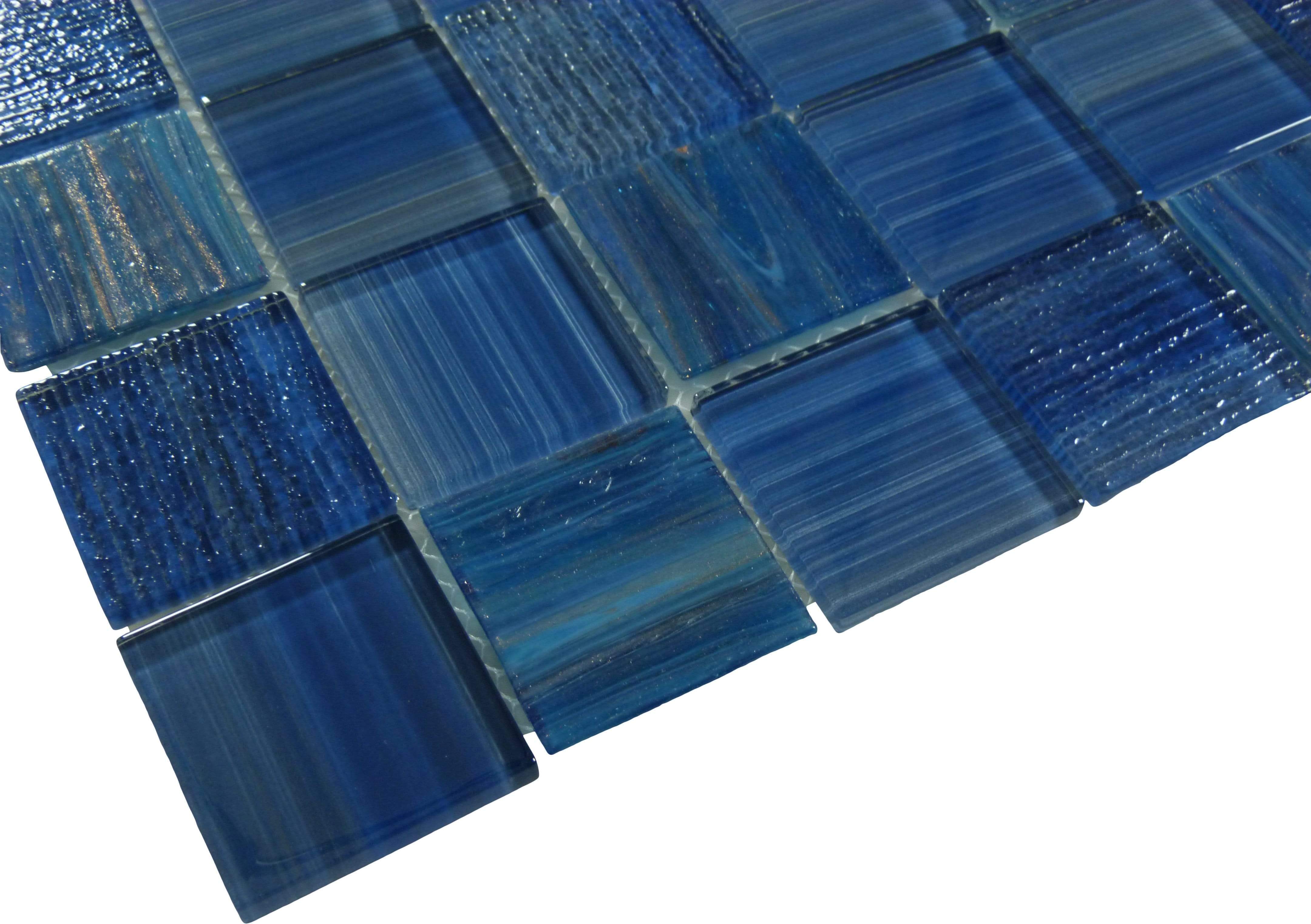 Inkline Parkers Point Blue 2" x 2" Glossy Glass Tile Euro Glass