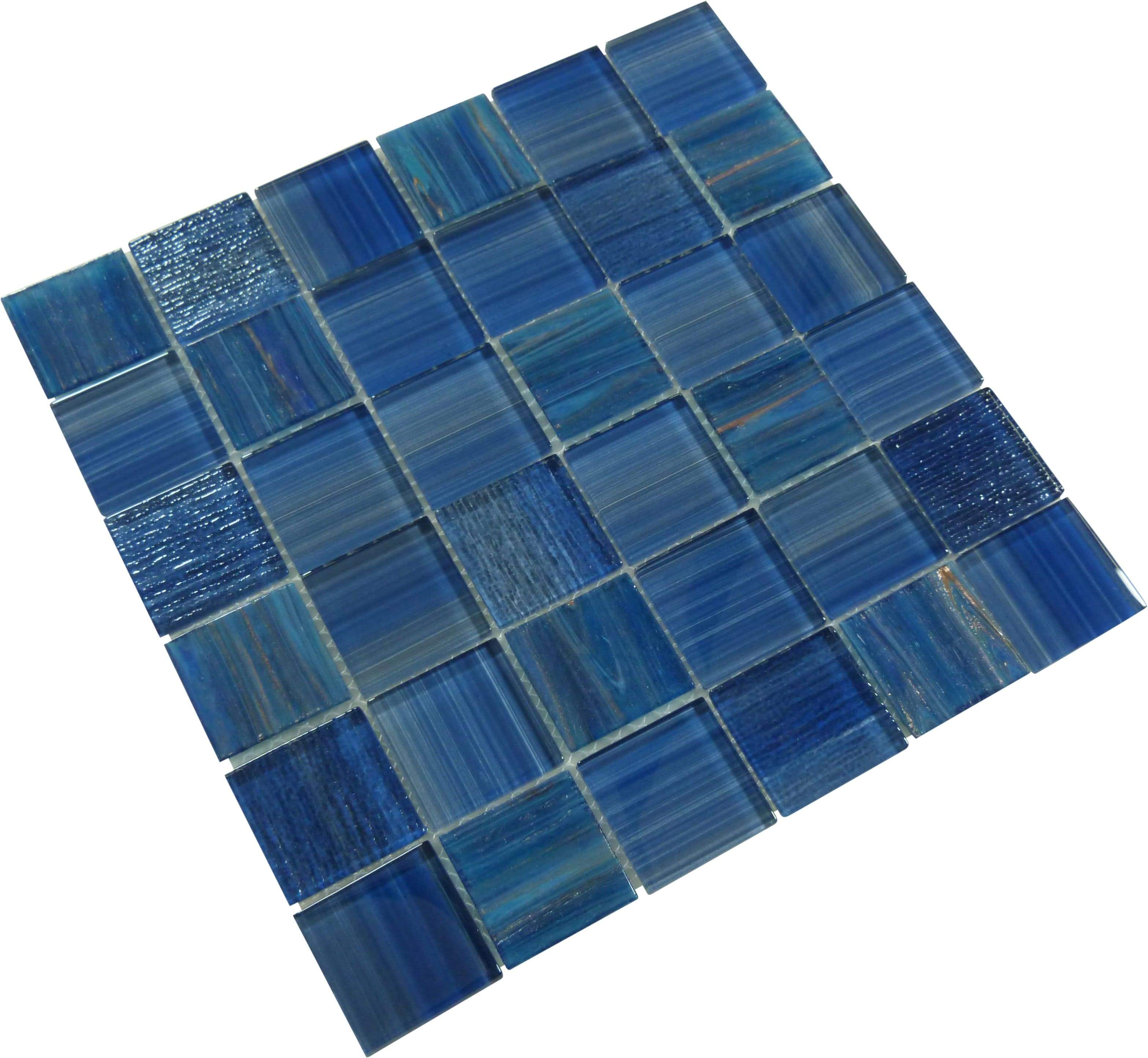 Inkline Parkers Point Blue 2" x 2" Glossy Glass Tile Euro Glass