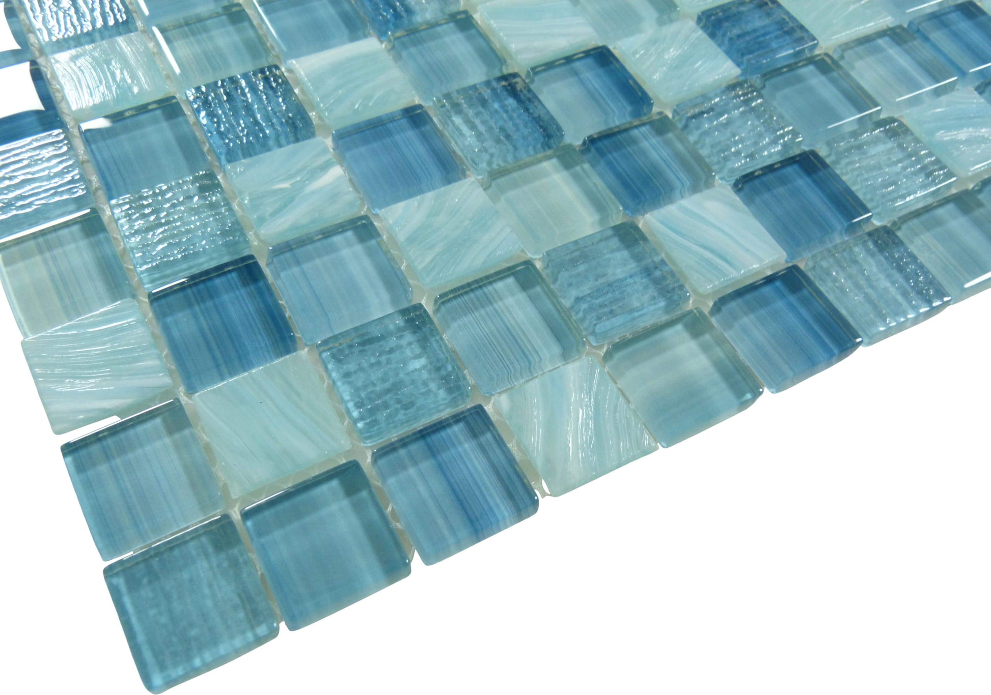 Inkline Waterman Well Aqua 1" x 1" Glossy Glass Tile Euro Glass