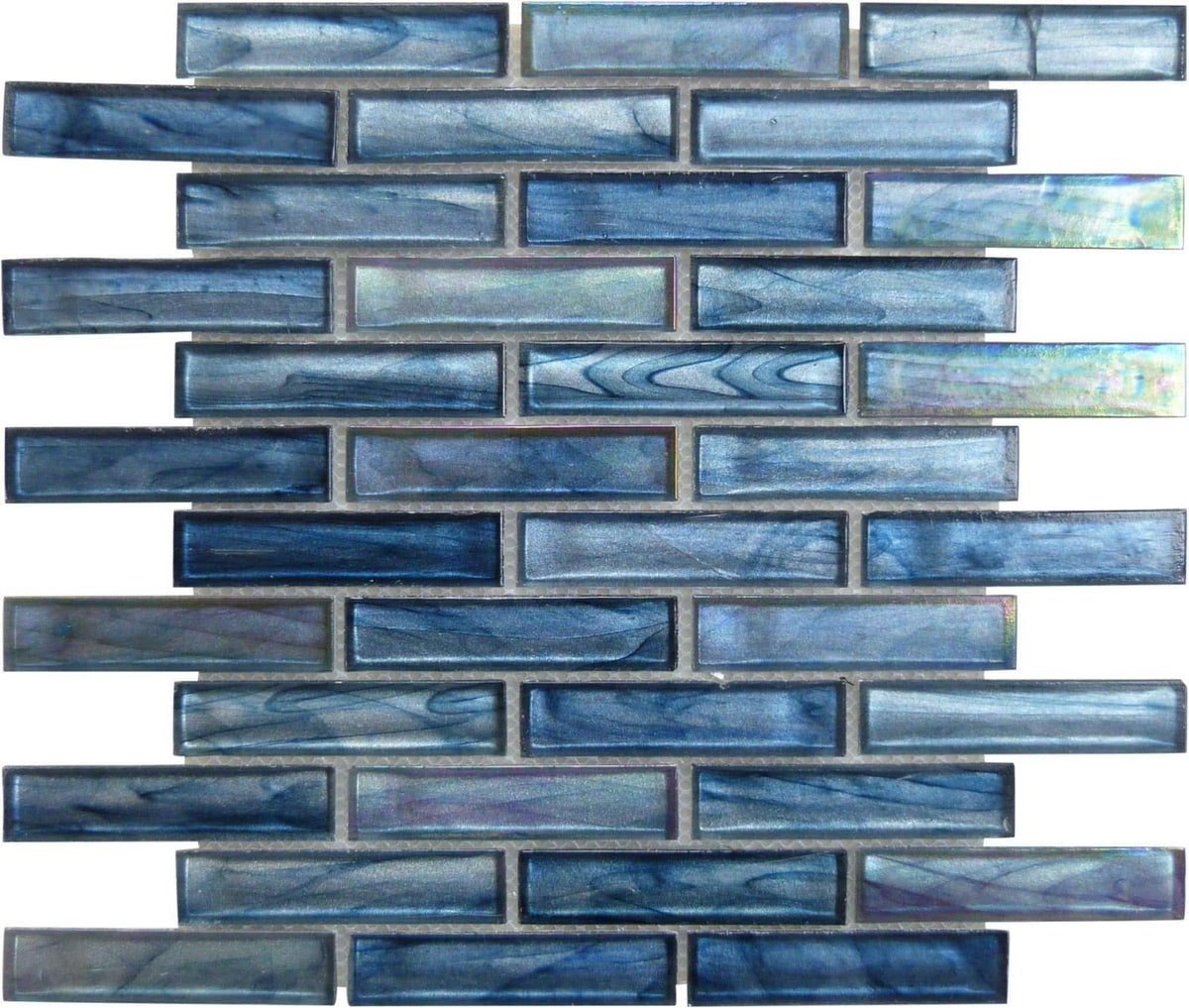 Iridescent Blue Glass Tile Blue Sea Glass Backsplash Tile