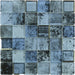 Jullian Murano 2x2 Fused Artisian Blue Glossy & Frosted Glass Tile Euro Glass