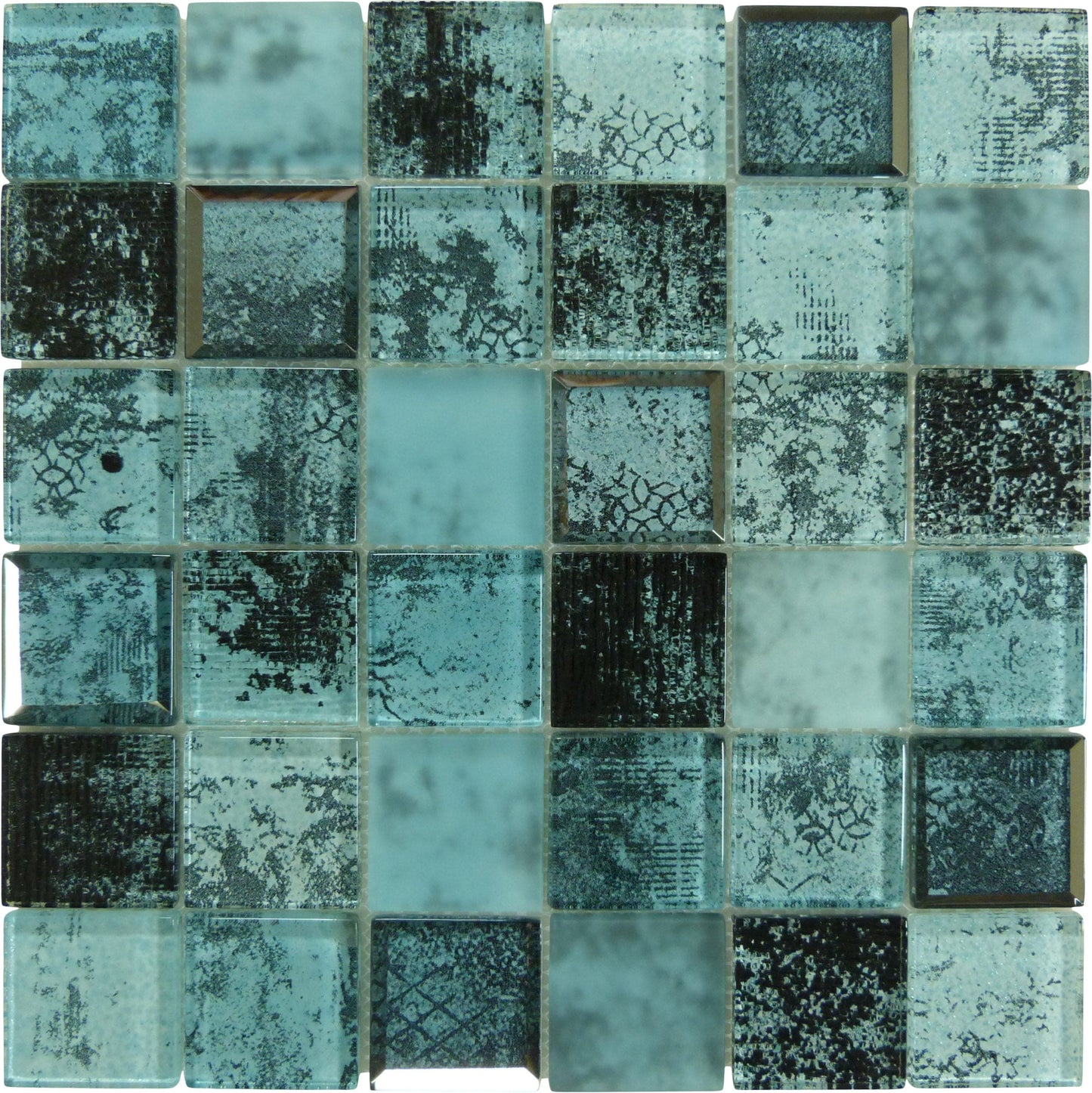 Jullian Murano 2x2 Mod Peale Aqua Glossy Glass Tile Euro Glass