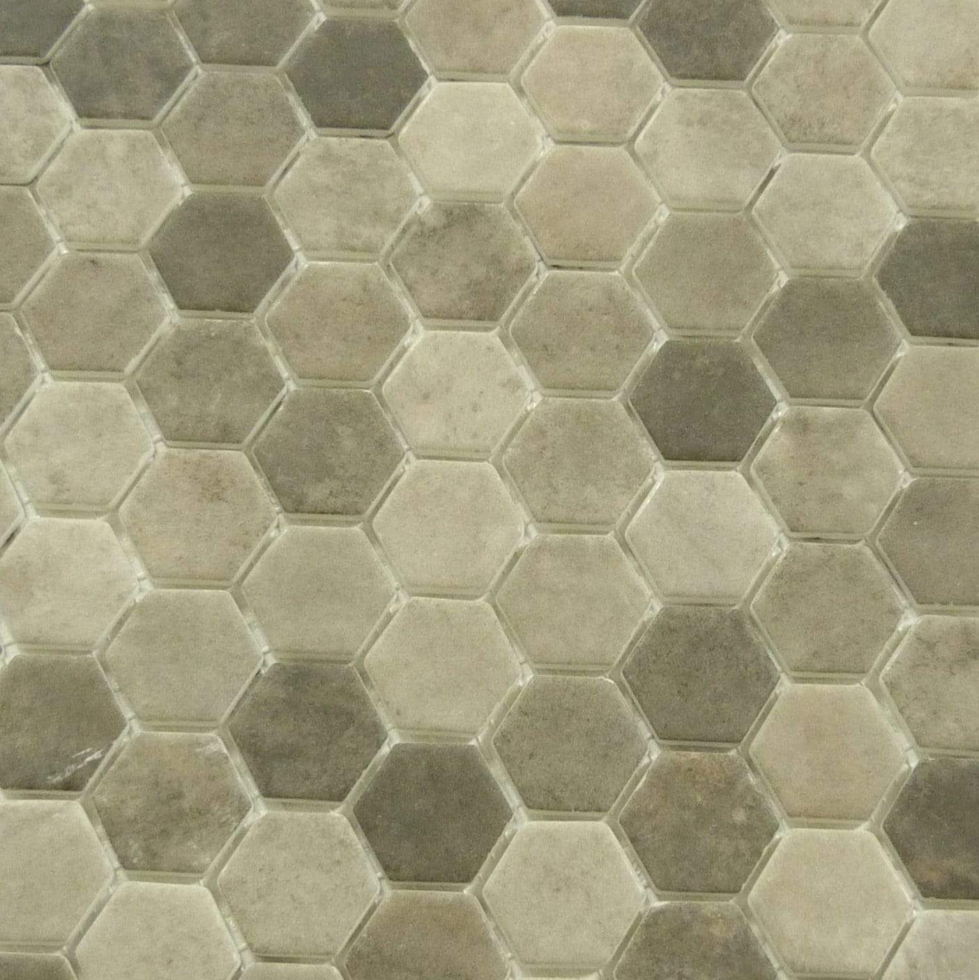 Karma Ridge Soothing Intent Brown 1" Hexagon Matte Glass Pool Tile Euro Glass