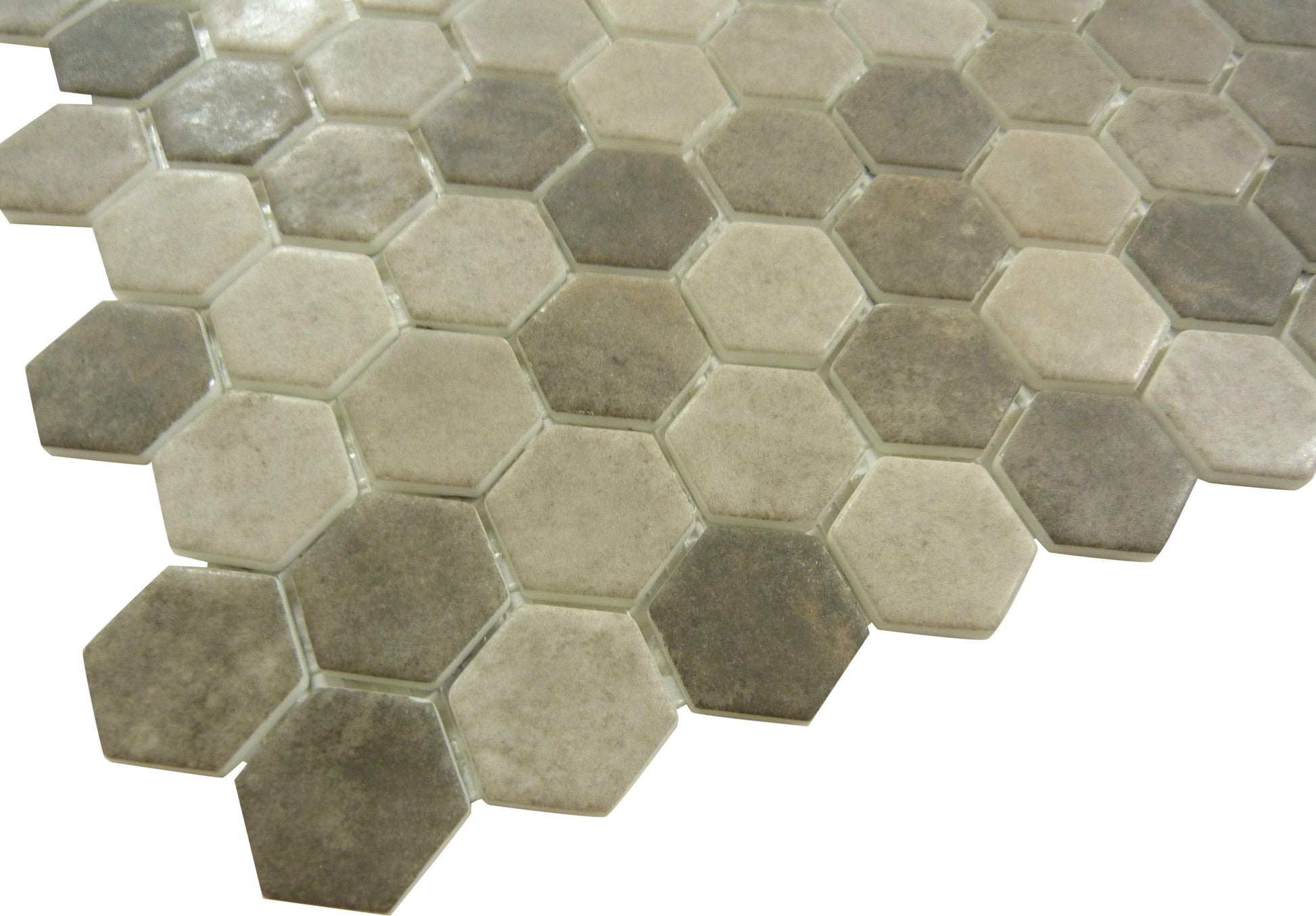 Karma Ridge Soothing Intent Brown 1" Hexagon Matte Glass Pool Tile Euro Glass