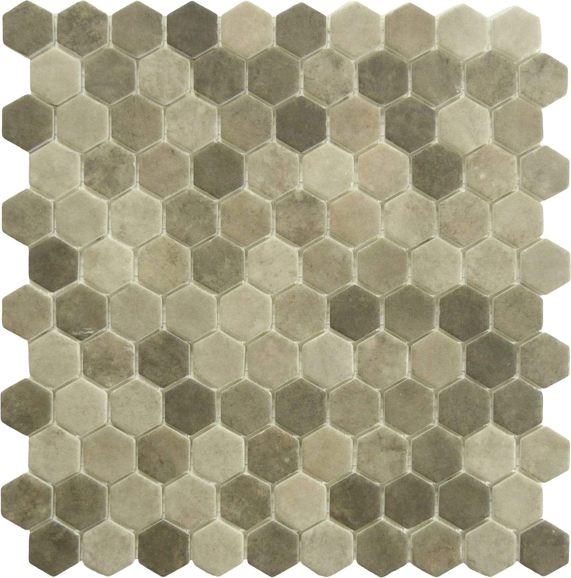 Karma Ridge Soothing Intent Brown 1" Hexagon Matte Glass Pool Tile Euro Glass