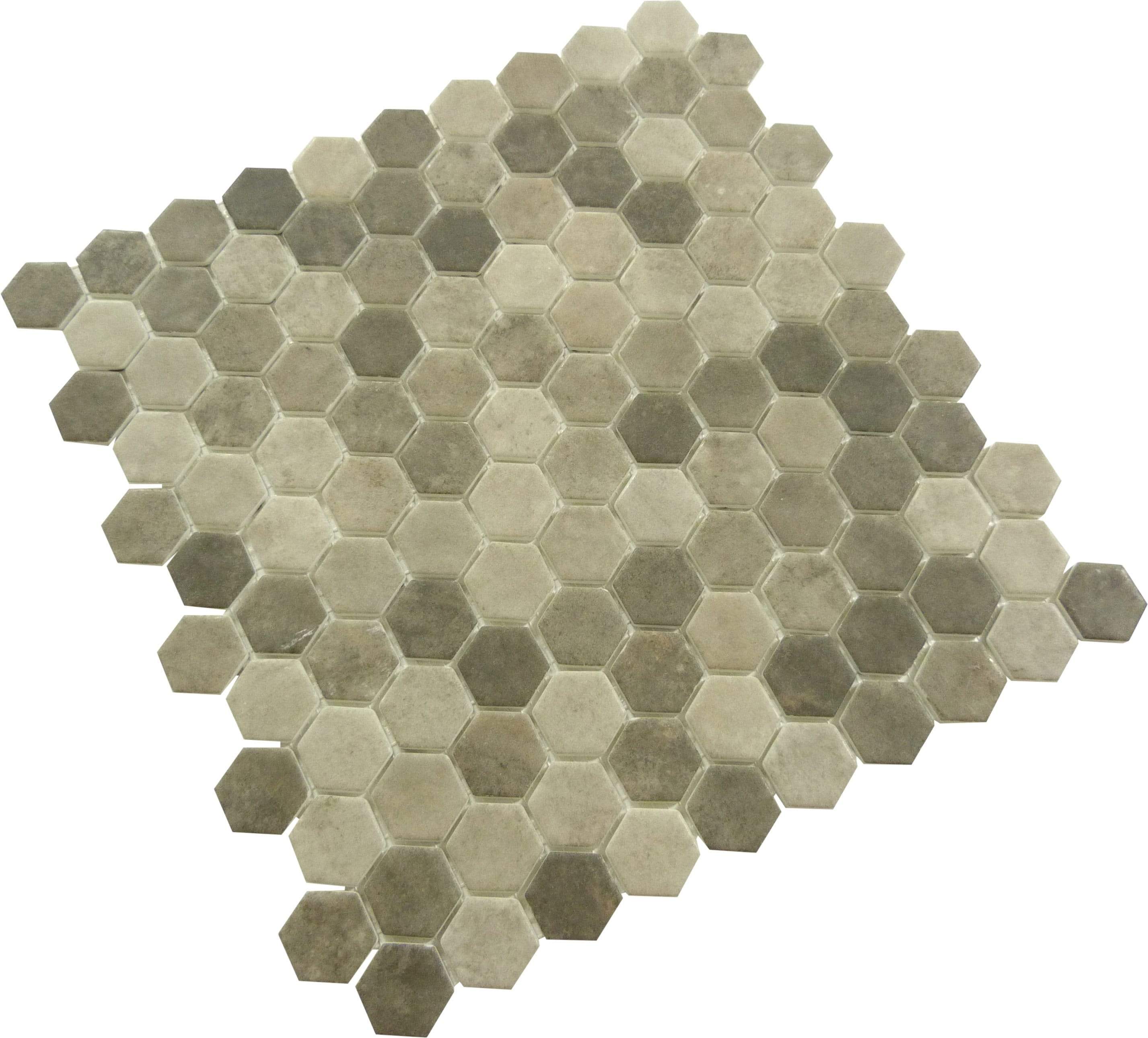 Karma Ridge Soothing Intent Brown 1" Hexagon Matte Glass Pool Tile Euro Glass