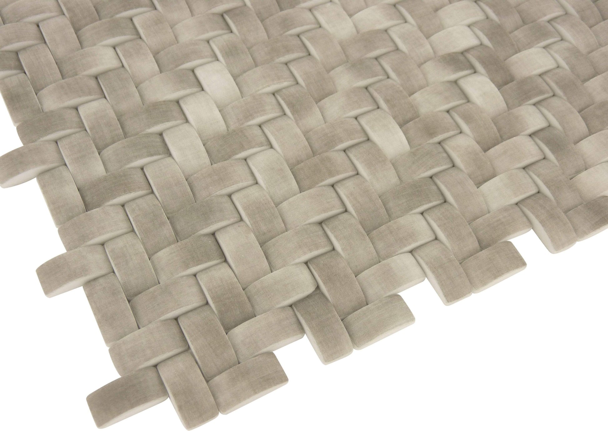 Koala Grey Basket Weave Matte Glass Tile Euro Glass