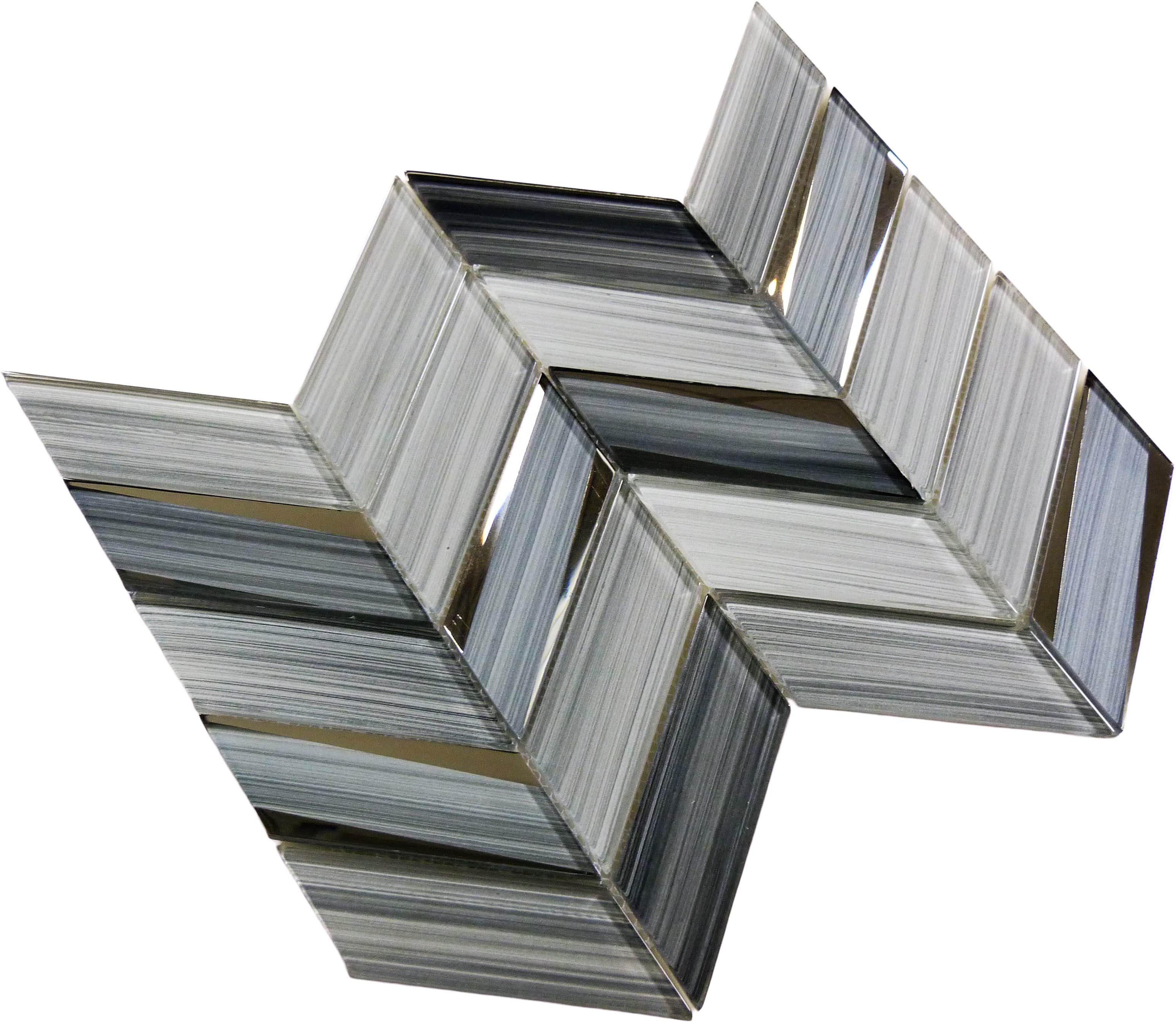 Kohala Alicia Isle Grey Chevron Glass Tile Euro Glass