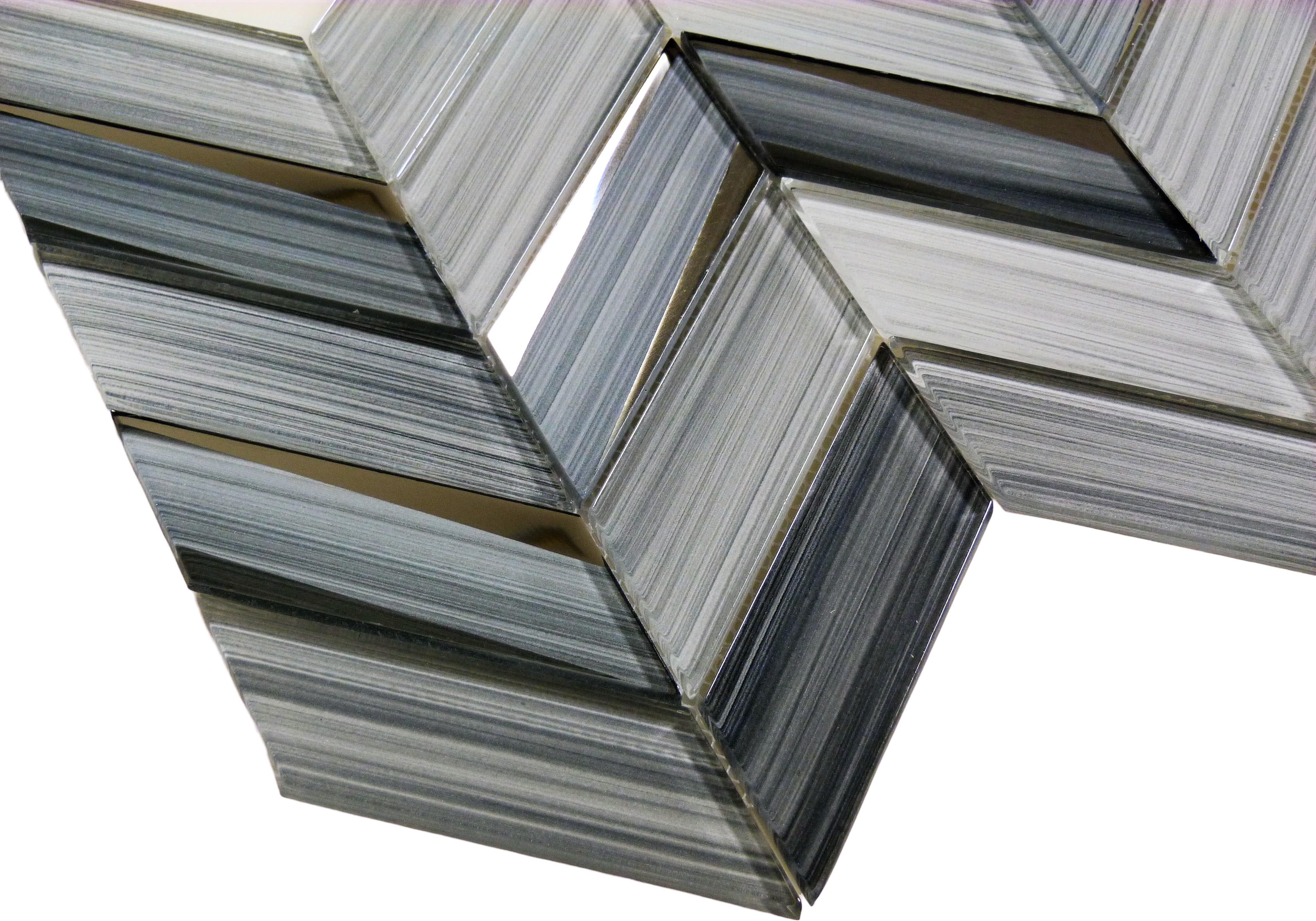 Kohala Alicia Isle Grey Chevron Glass Tile Euro Glass