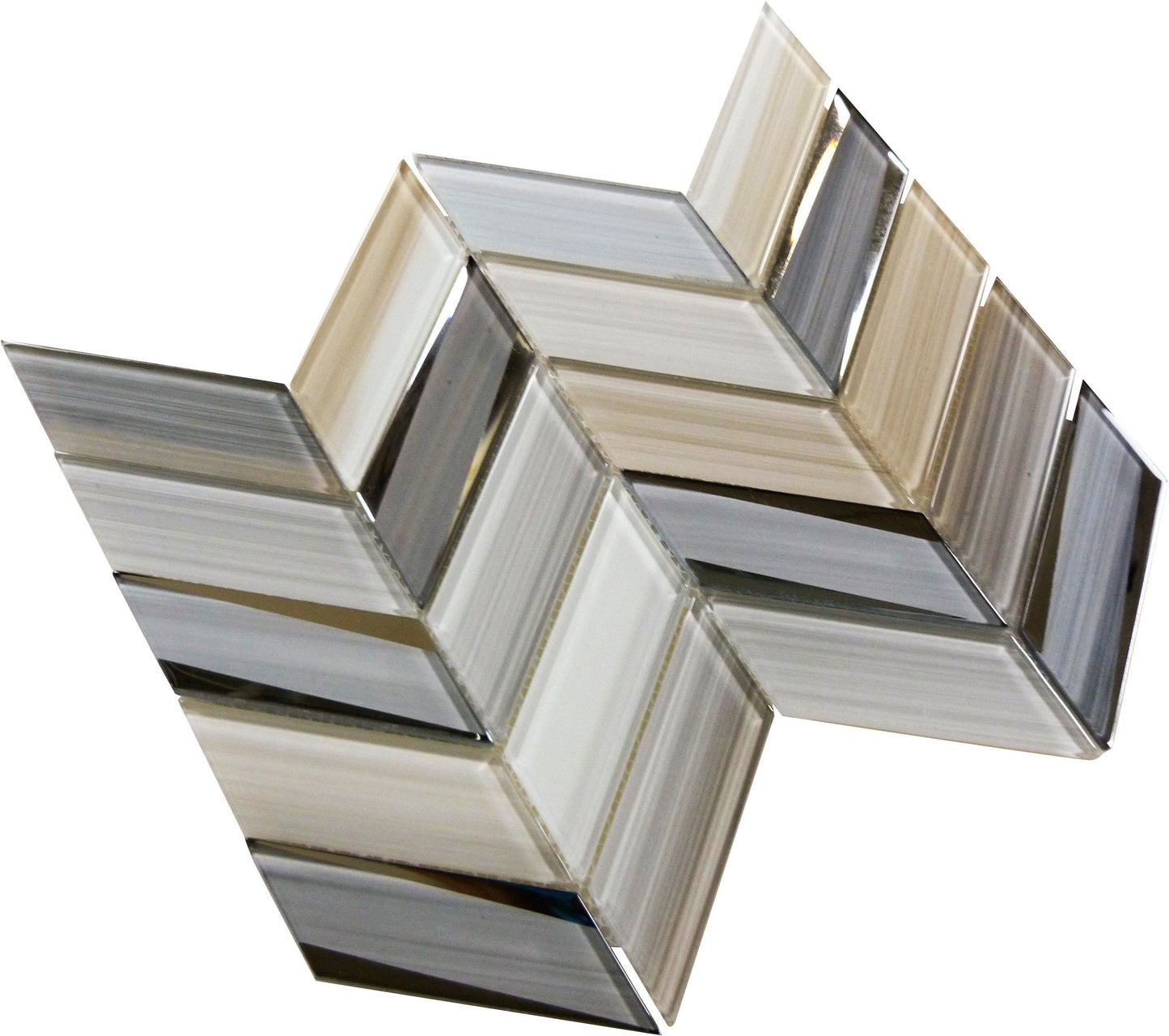 Kohala Kameha Peak Beige Chevron Glass Tile Euro Glass