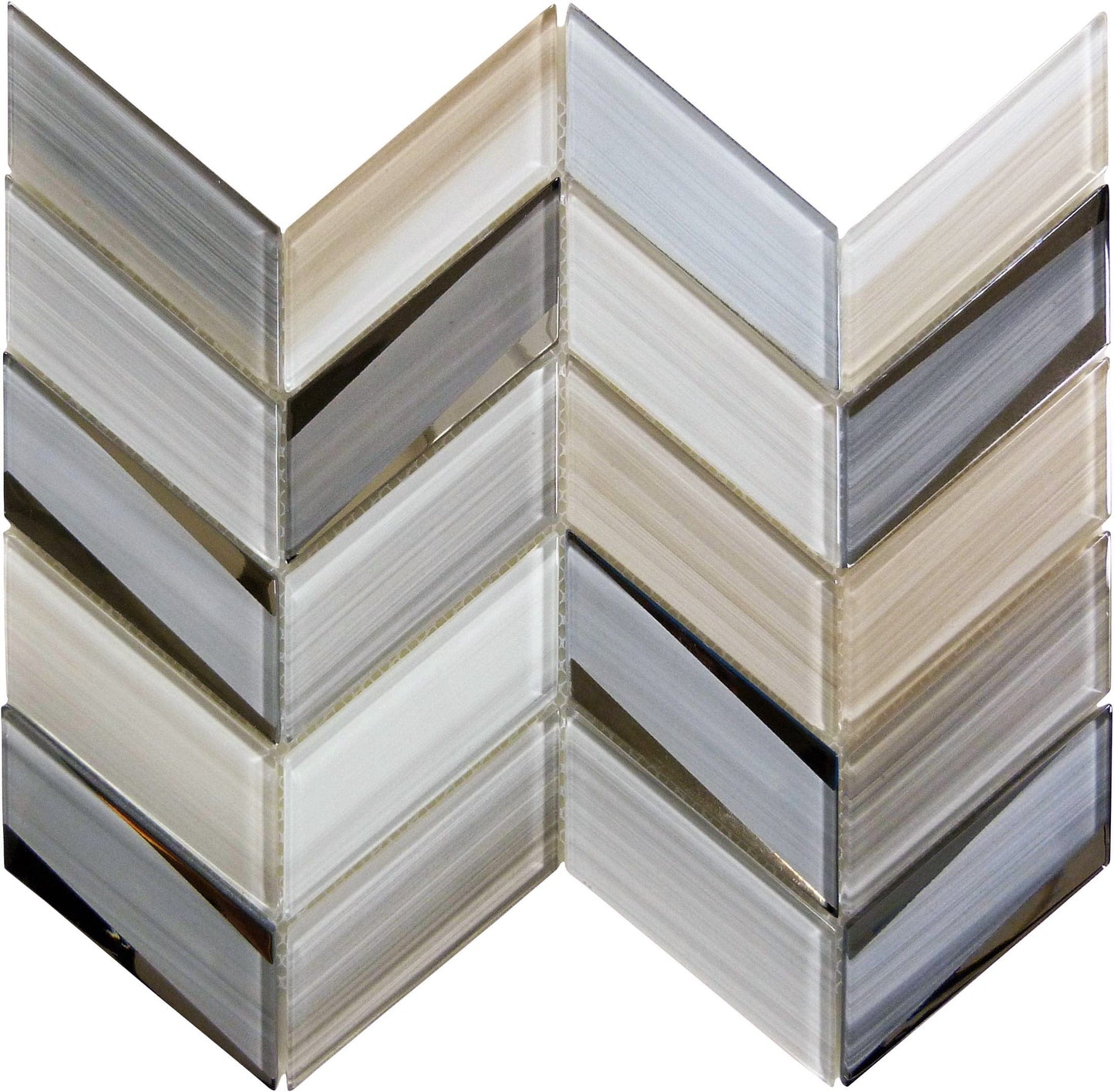 Kohala Kameha Peak Beige Chevron Glass Tile Euro Glass