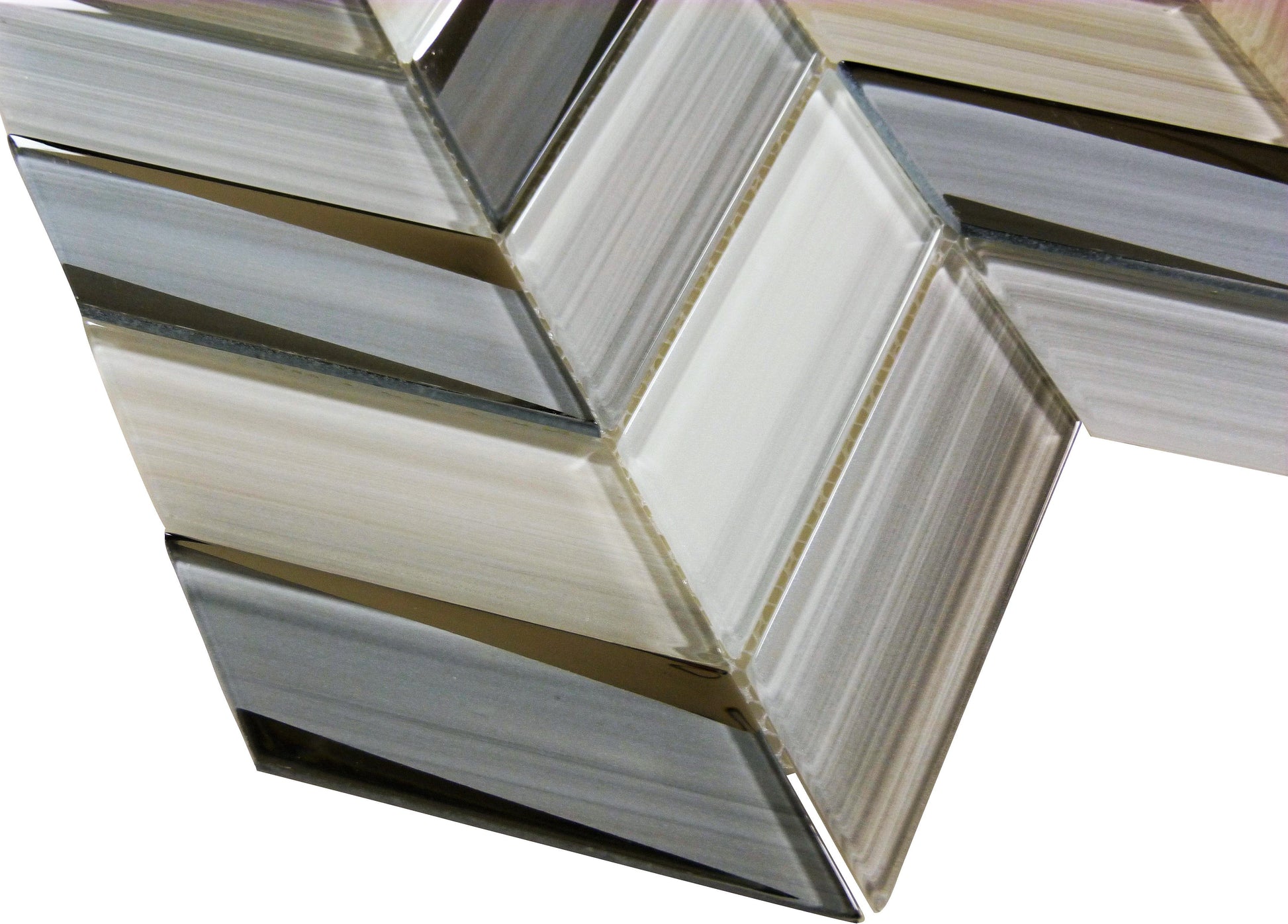 Kohala Kameha Peak Beige Chevron Glass Tile Euro Glass