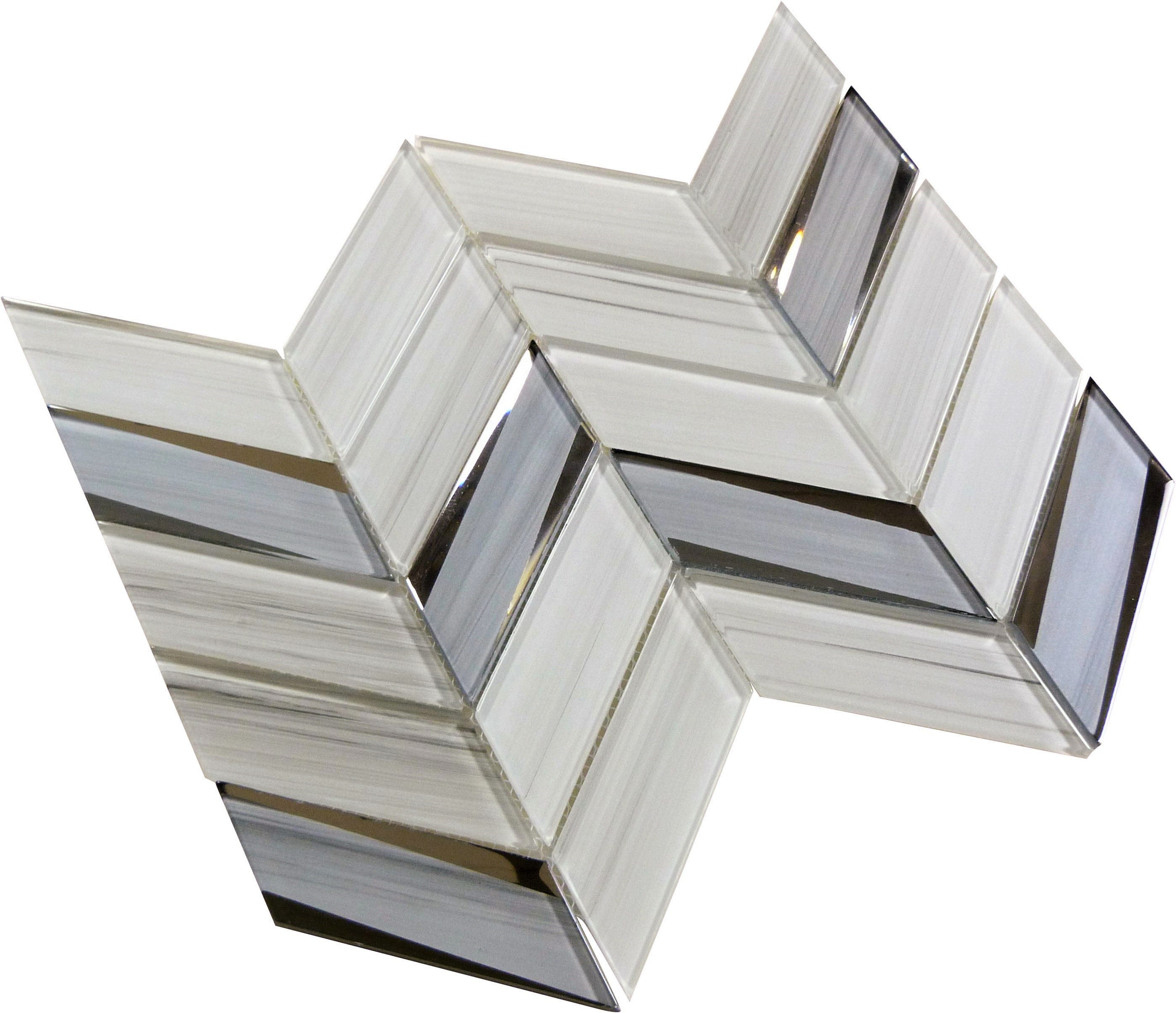 Kohala Lana Pacific Grey Chevron Glass Tile Euro Glass