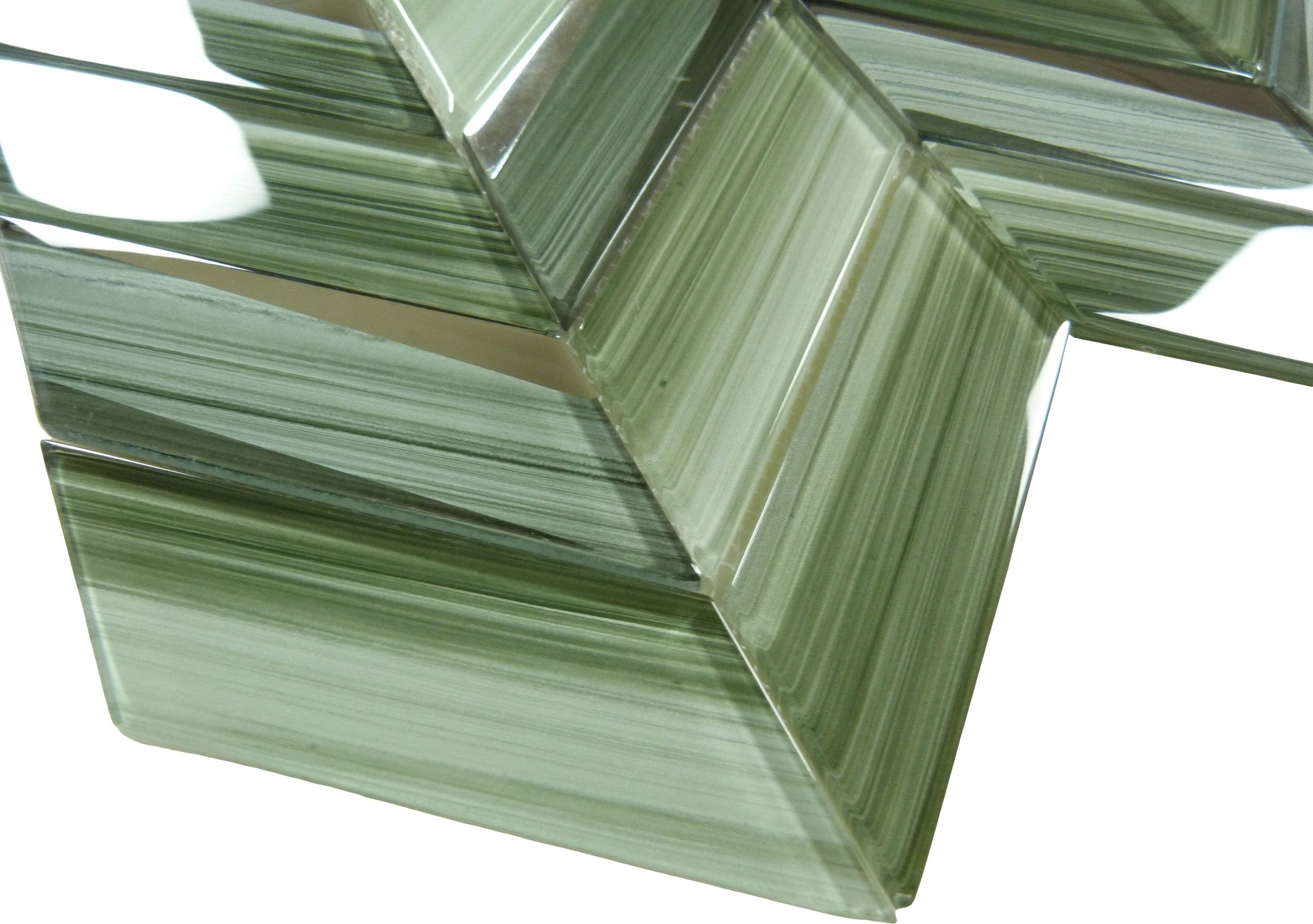 Kohala Mahu Tropical Green Chevron Glass Tile Euro Glass