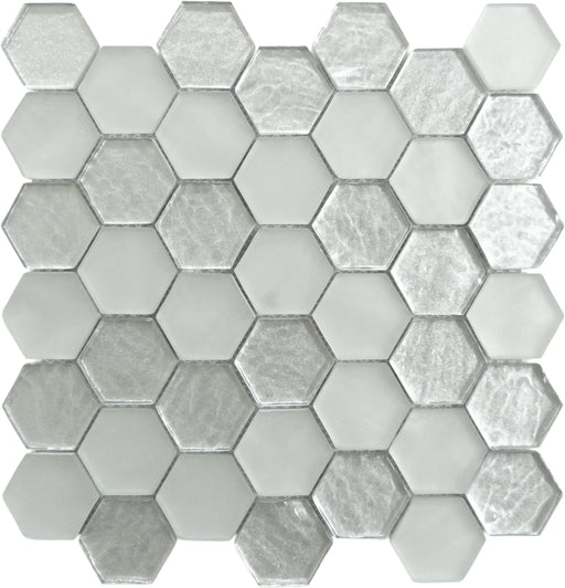 Lehai Gem Hexagon Silver Glossy and Frosted Glass Tile Euro Glass