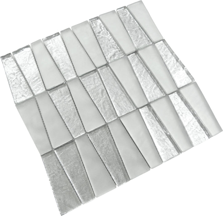 Lehai Gem Trapezoid Silver Glossy and Frosted Glass Tile Euro Glass