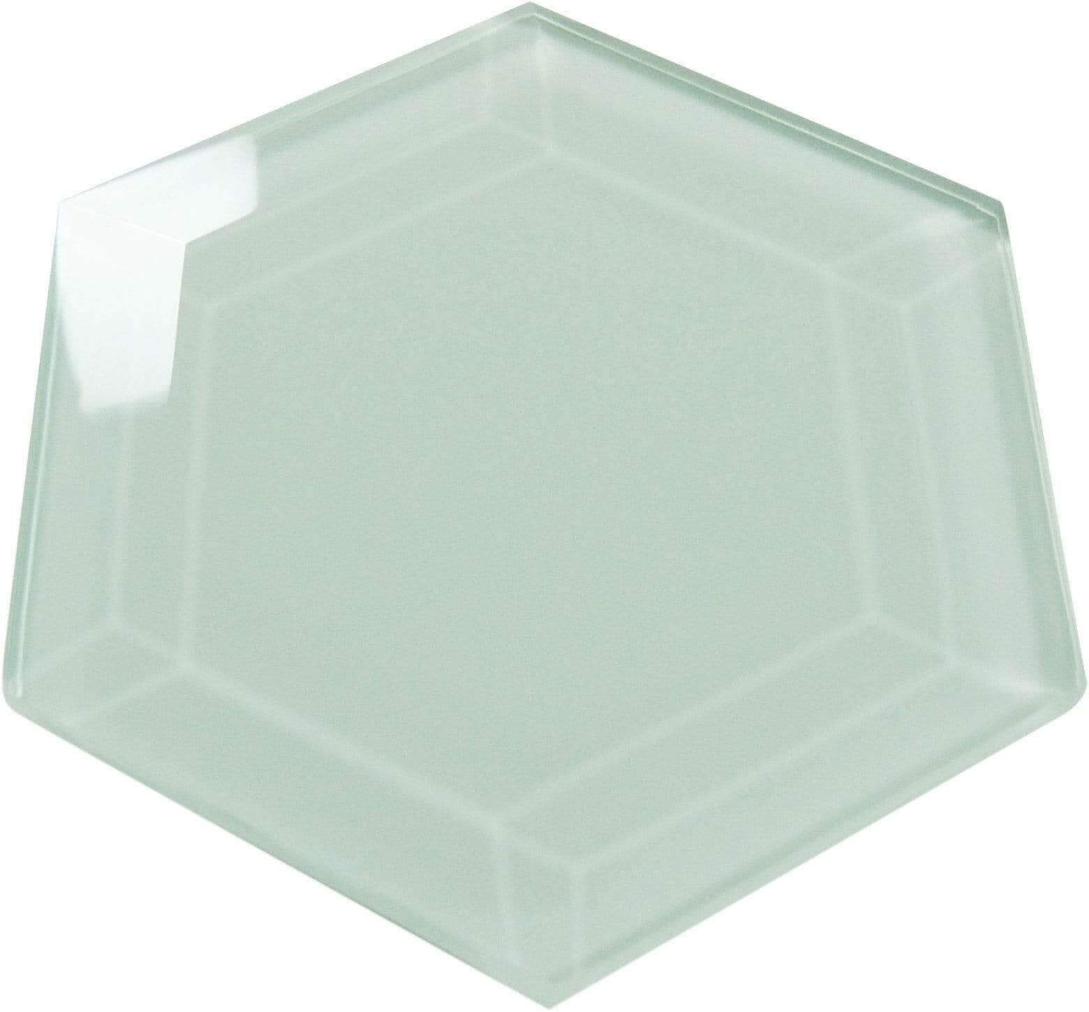 Liberated Lime 4" Beveled Hexagon Glossy Glass Tile Euro Glass